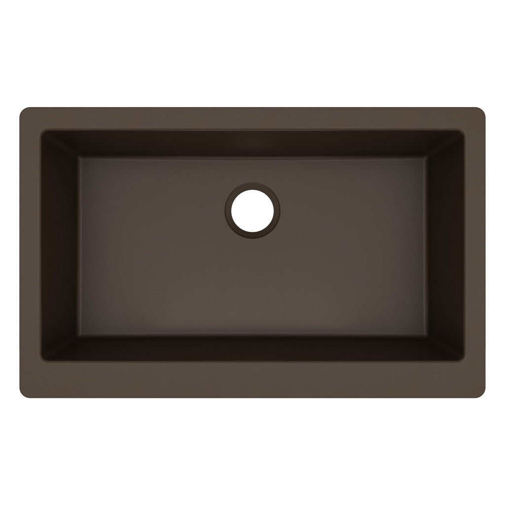 34" Farmhouse Large Single Bowl Quartz Composite Kitchen Sink In Brown