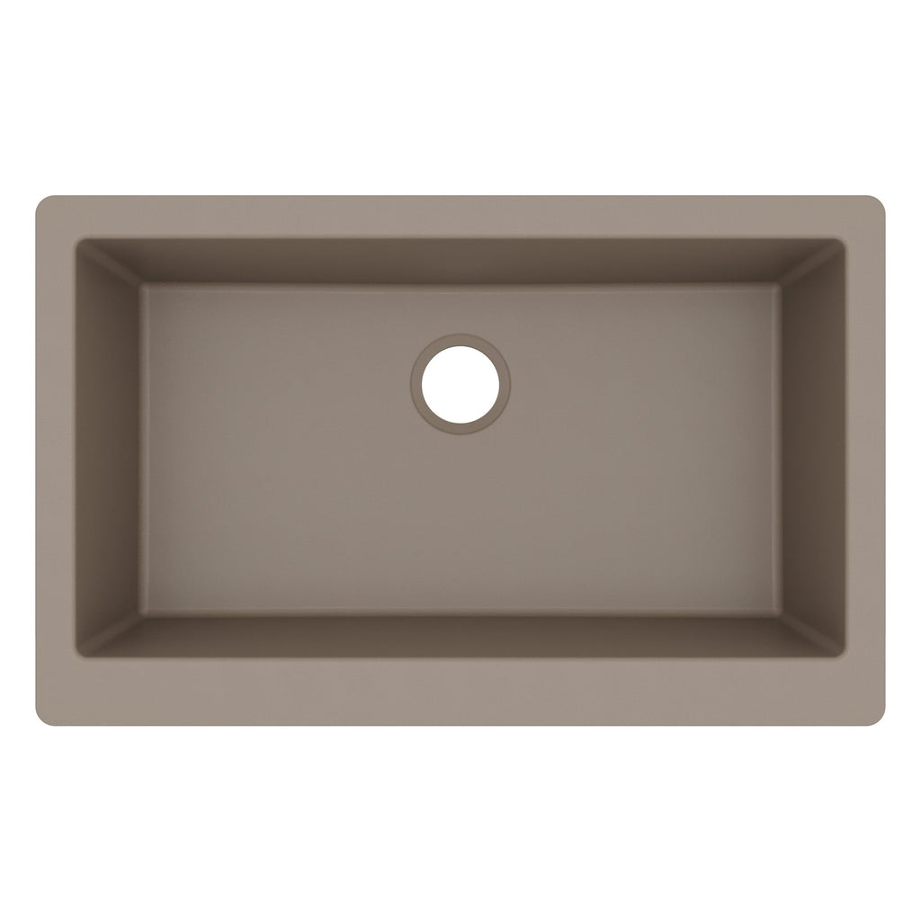 34" Farmhouse Large Single Bowl Quartz Composite Kitchen Sink In Concrete