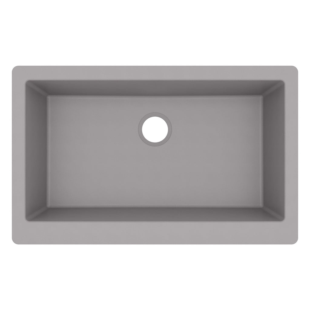 34" Farmhouse Large Single Bowl Quartz Composite Kitchen Sink In Grey