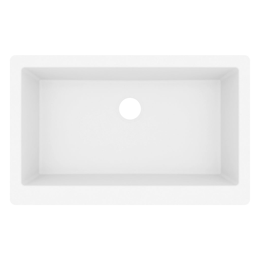 34" Farmhouse Large Single Bowl Quartz Composite Kitchen Sink In White