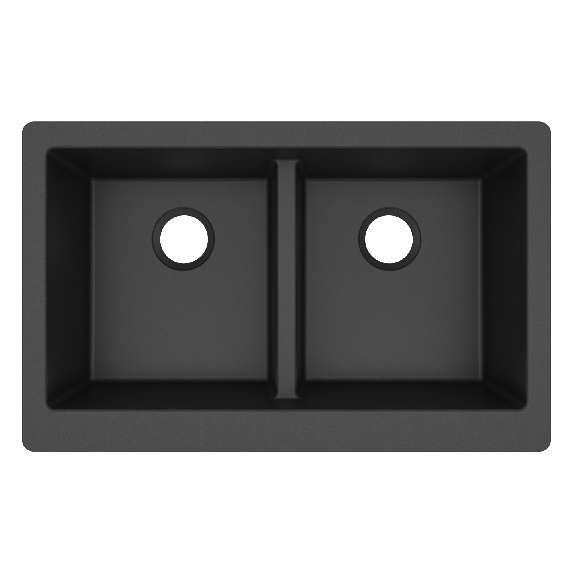 34" Farmhouse Double Equal Bowl Quartz Composite Kitchen Sink In Black
