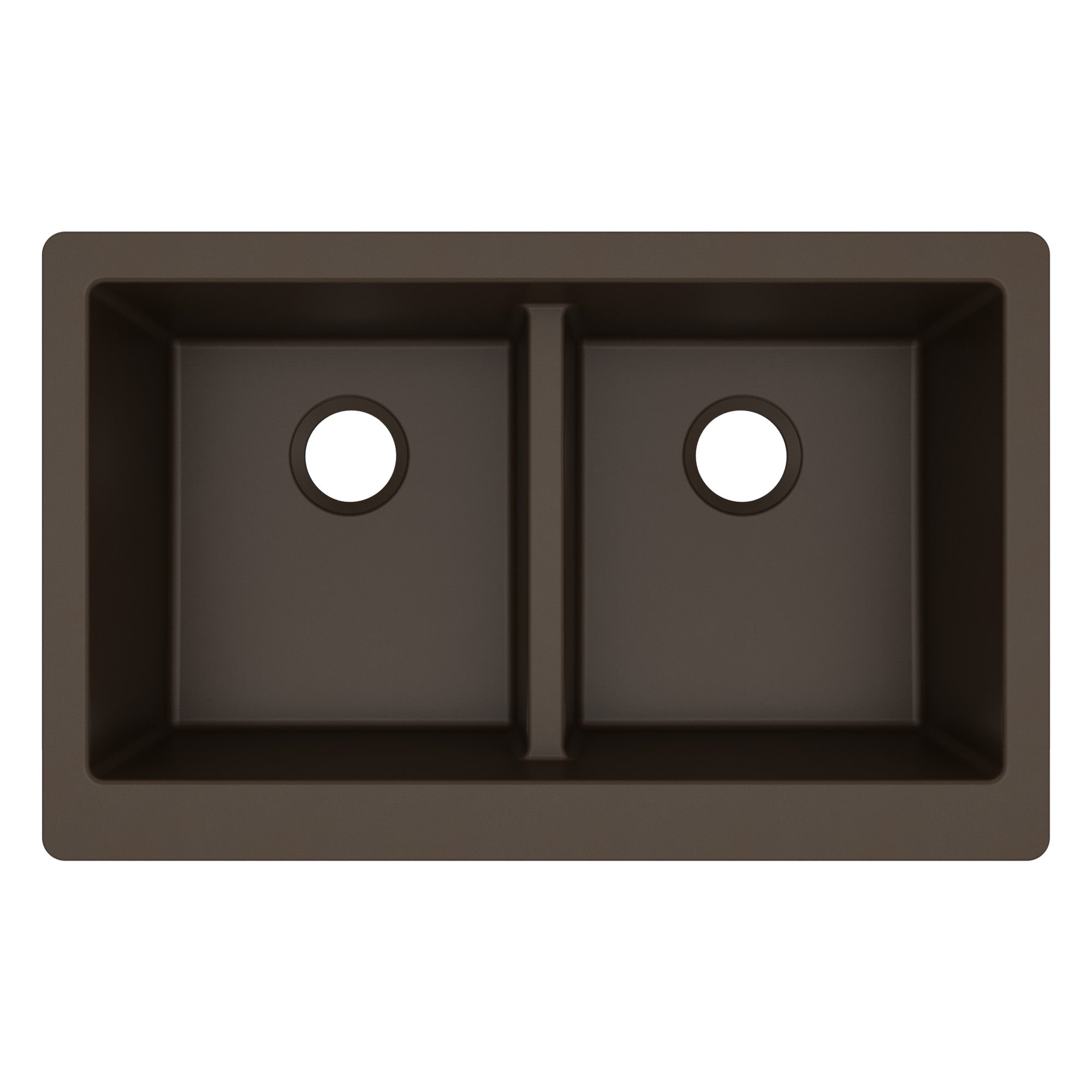 34" Farmhouse Double Equal Bowl Quartz Composite Kitchen Sink In Brown