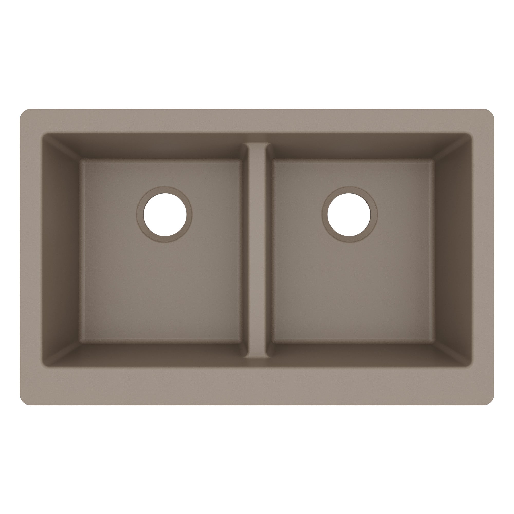 34" Farmhouse Double Equal Bowl Quartz Composite Kitchen Sink In Concrete