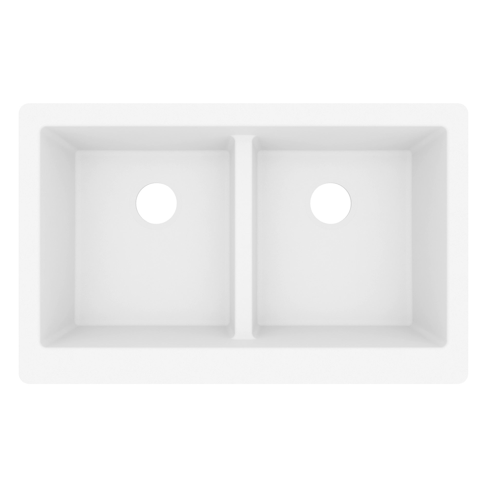 34" Farmhouse Double Equal Bowl Quartz Composite Kitchen Sink In White