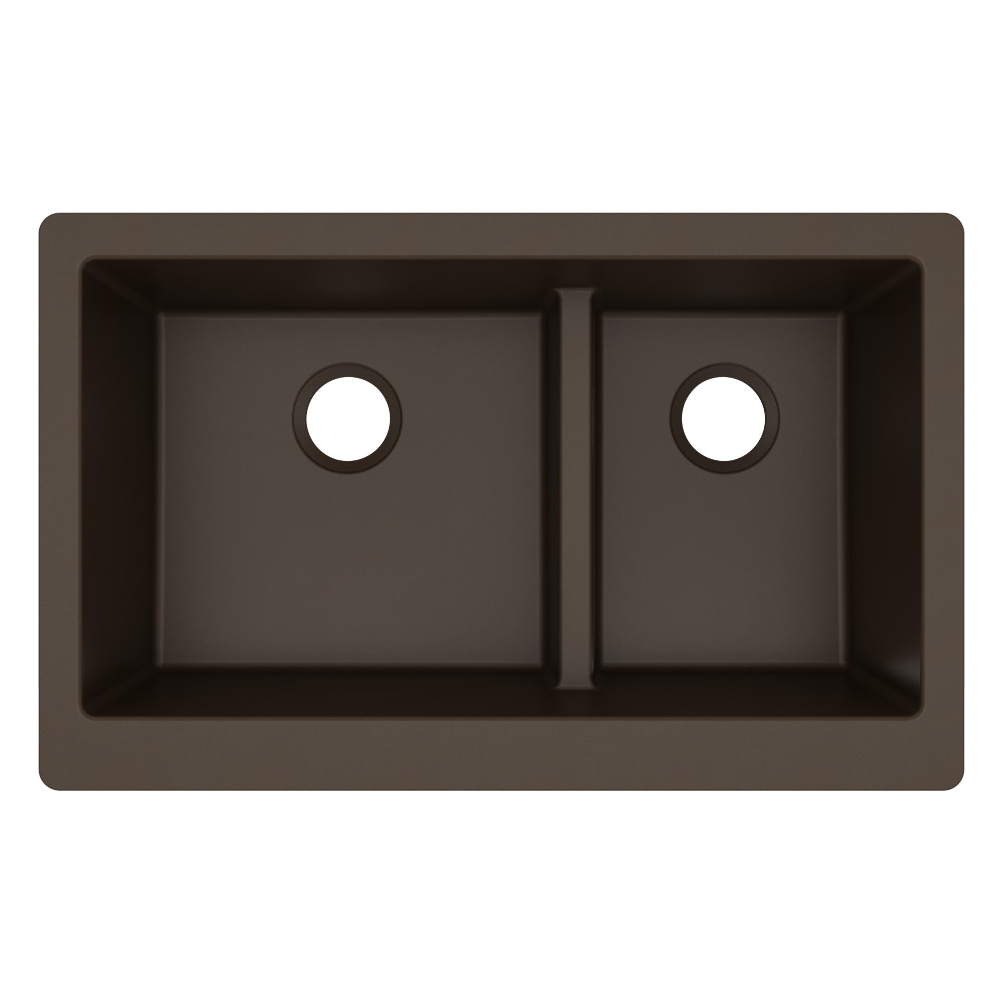 34" Farmhouse Double Offset Bowl Quartz Composite Kitchen Sink In Brown