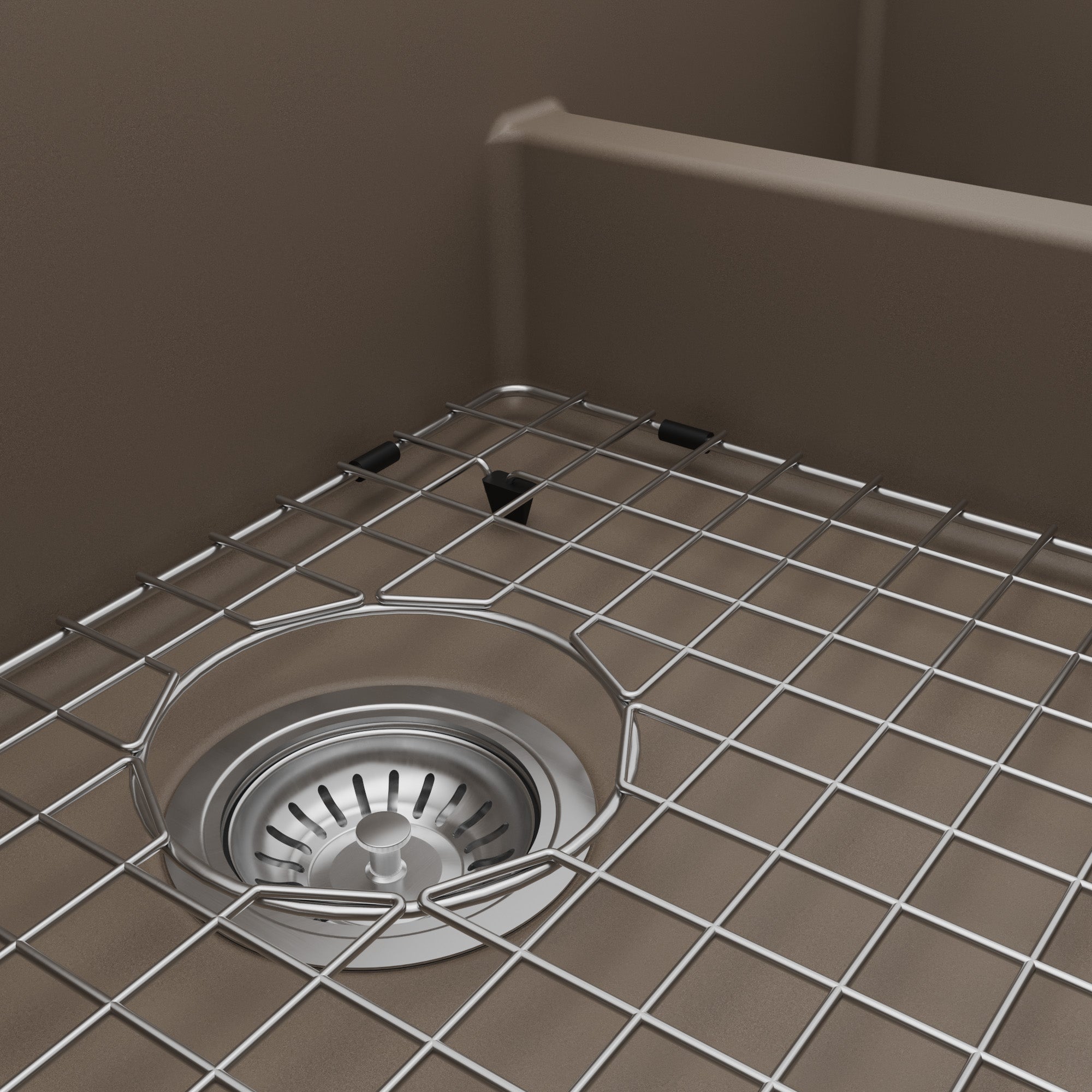 34" Farmhouse Double Offset Bowl Quartz Composite Kitchen Sink Kit In Concrete