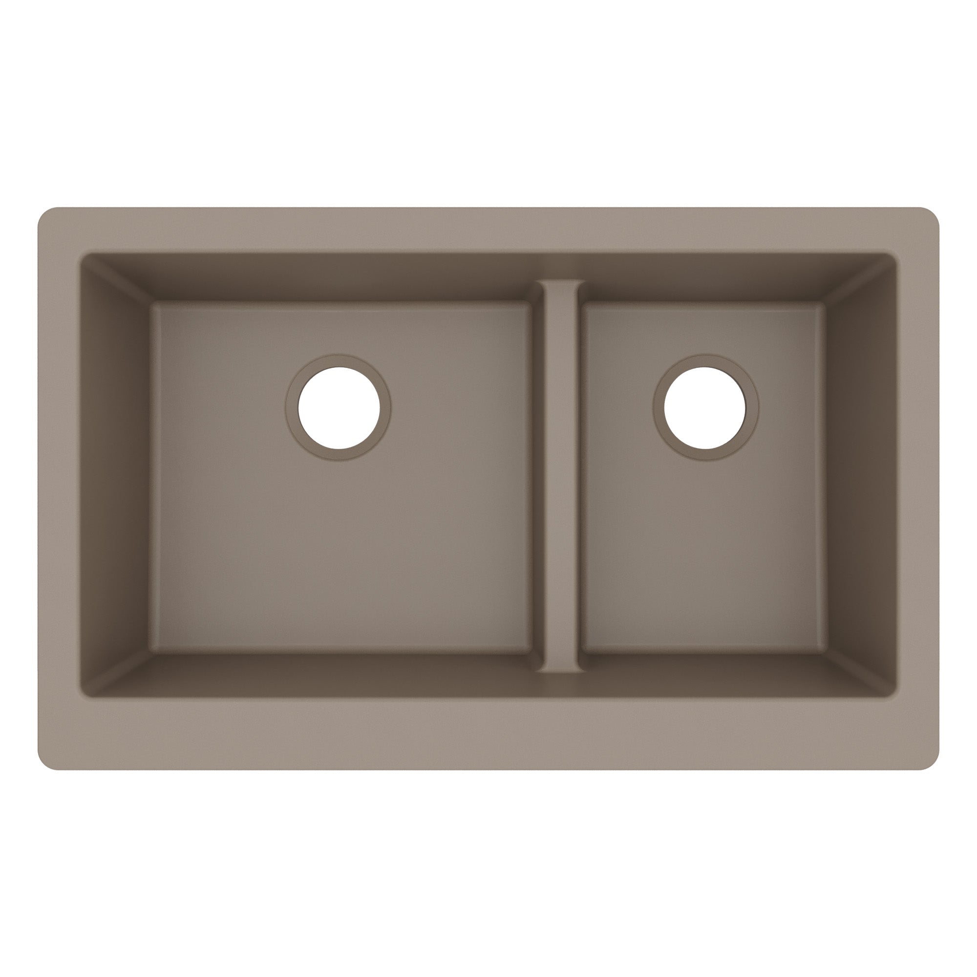 34" Farmhouse Double Offset Bowl Quartz Composite Kitchen Sink In Concrete