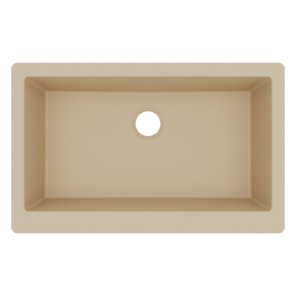 34" Retrofit Farmhouse Large Single Bowl Quartz Composite Kitchen Sink In Bisque
