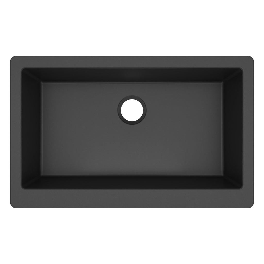 34" Retrofit Farmhouse Large Single Bowl Quartz Composite Kitchen Sink In Black