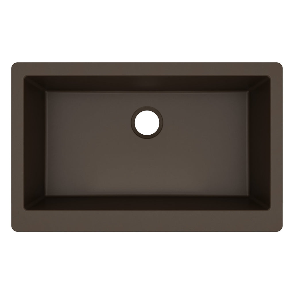34" Retrofit Farmhouse Large Single Bowl Quartz Composite Kitchen Sink In Brown