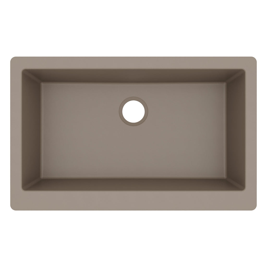 34" Retrofit Farmhouse Large Single Bowl Quartz Composite Kitchen Sink In Concrete