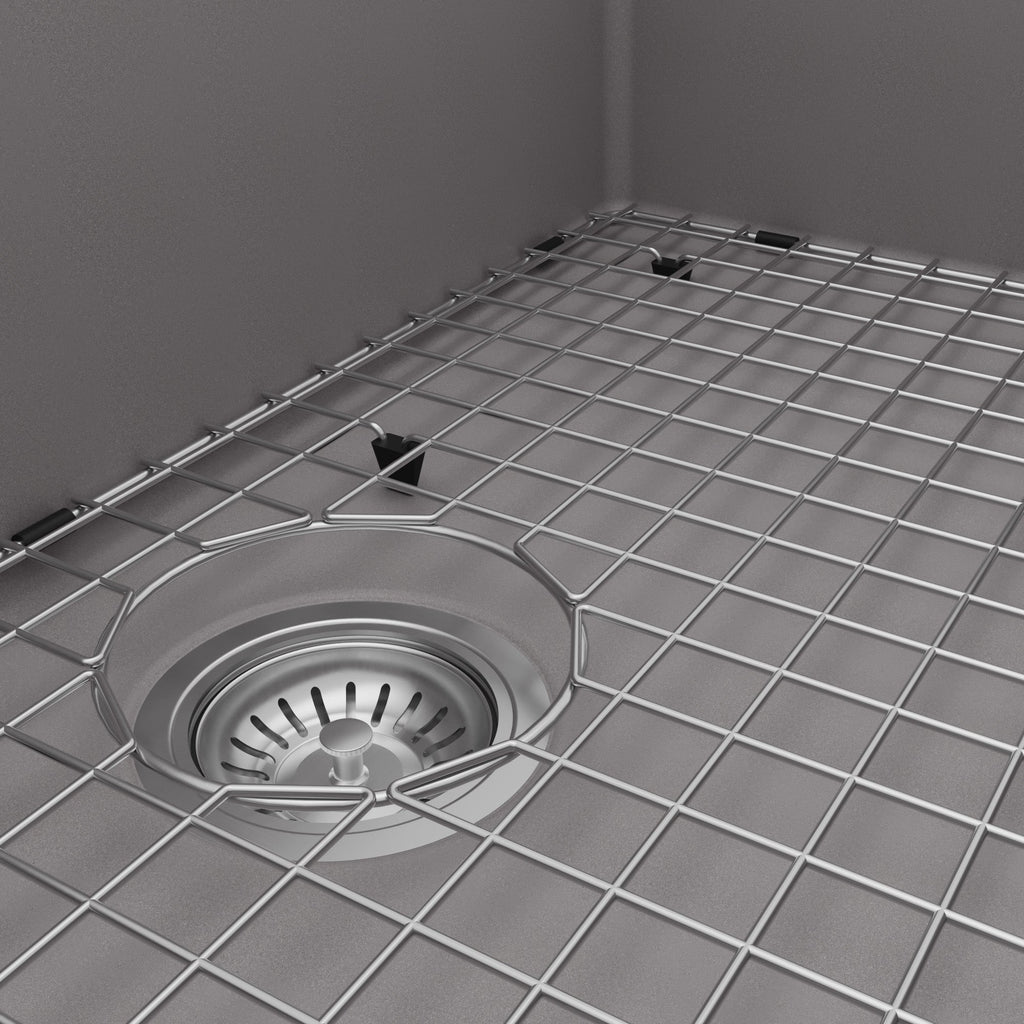 34" Retrofit Farmhouse Large Single Bowl Quartz Composite Kitchen Sink Kit In Grey