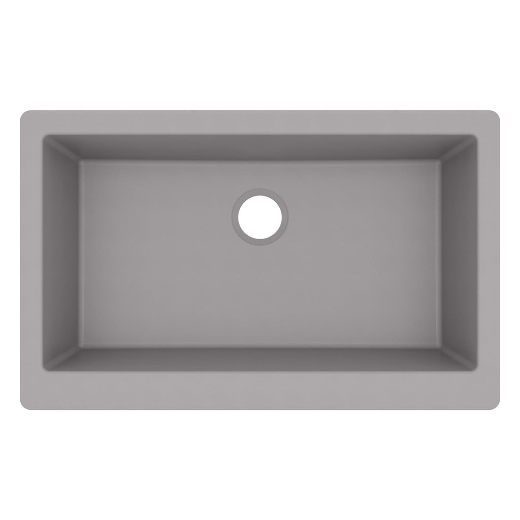 34" Retrofit Farmhouse Large Single Bowl Quartz Composite Kitchen Sink In Grey