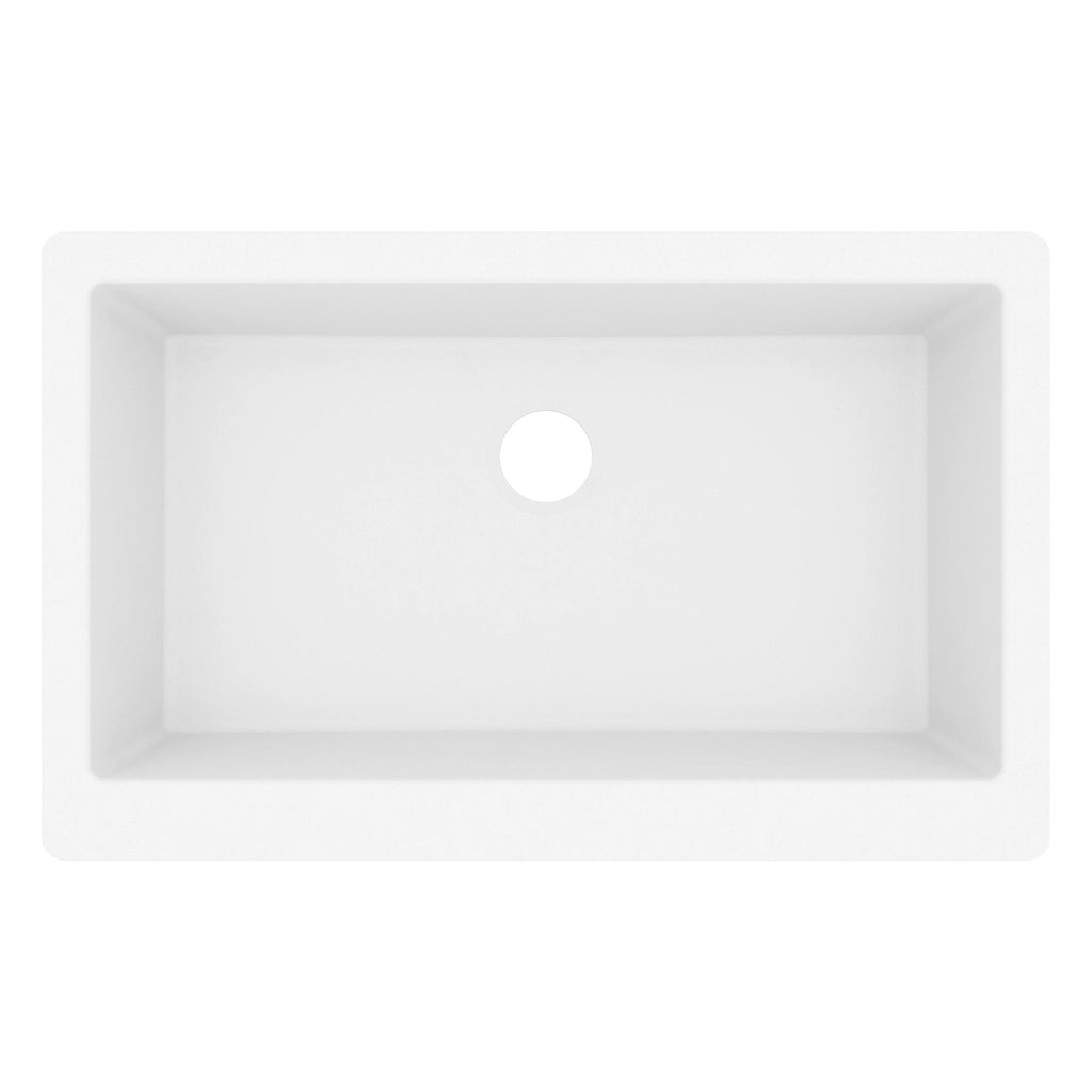 34" Retrofit Farmhouse Large Single Bowl Quartz Composite Kitchen Sink In White