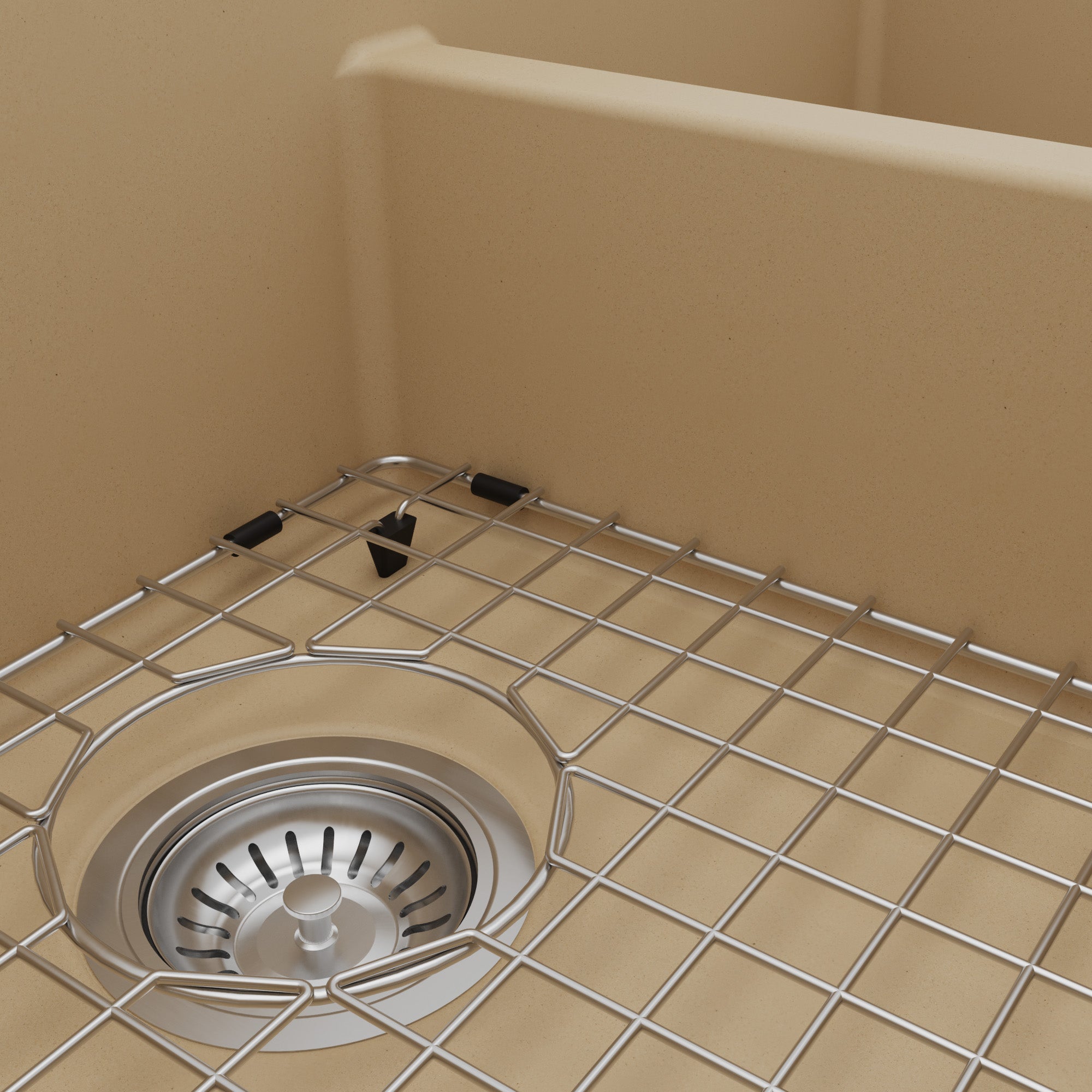 34" Retrofit Farmhouse Double Equal Bowl Quartz Composite Kitchen Sink Kit In Bisque