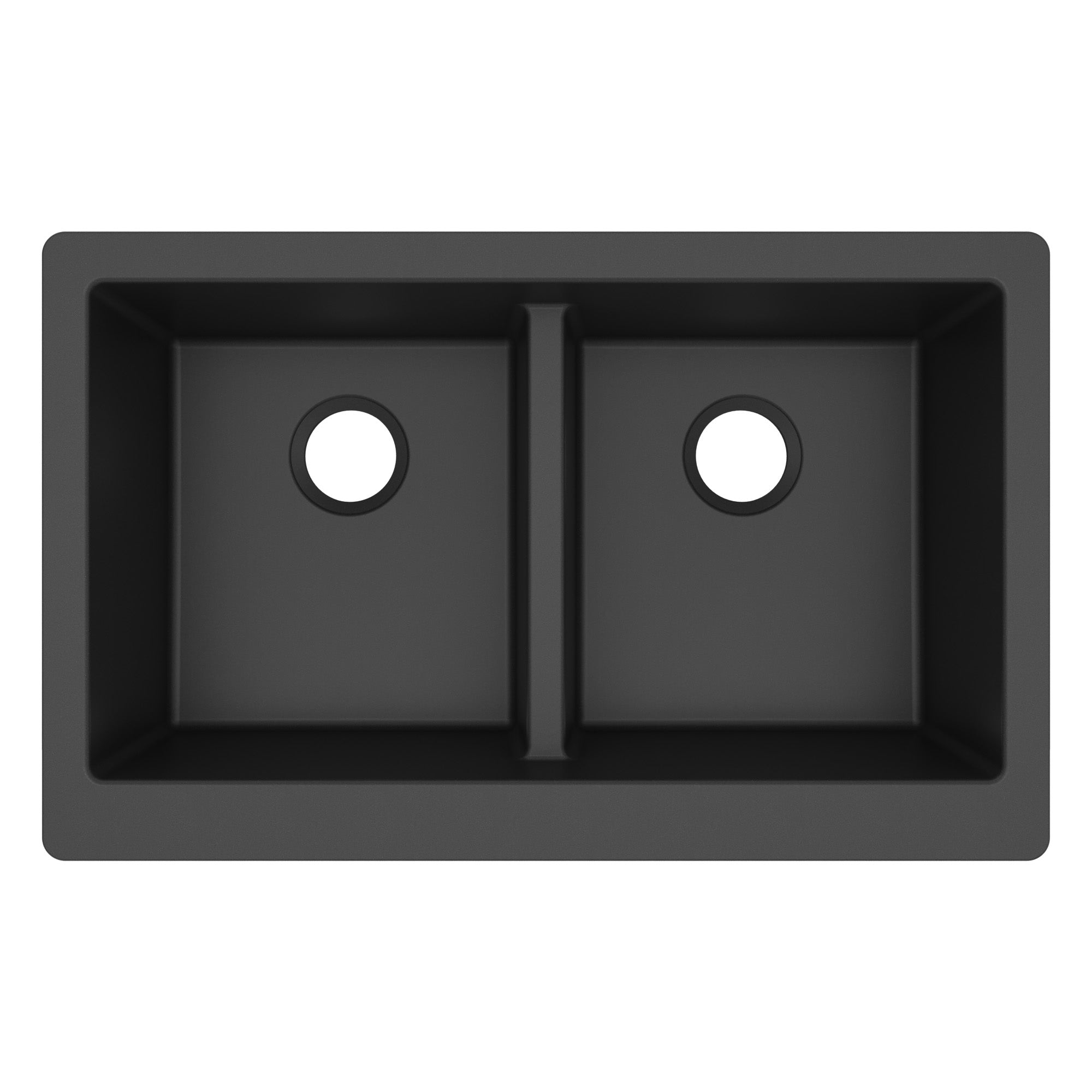 34" Retrofit Farmhouse Double Equal Bowl Quartz Composite Kitchen Sink In Black