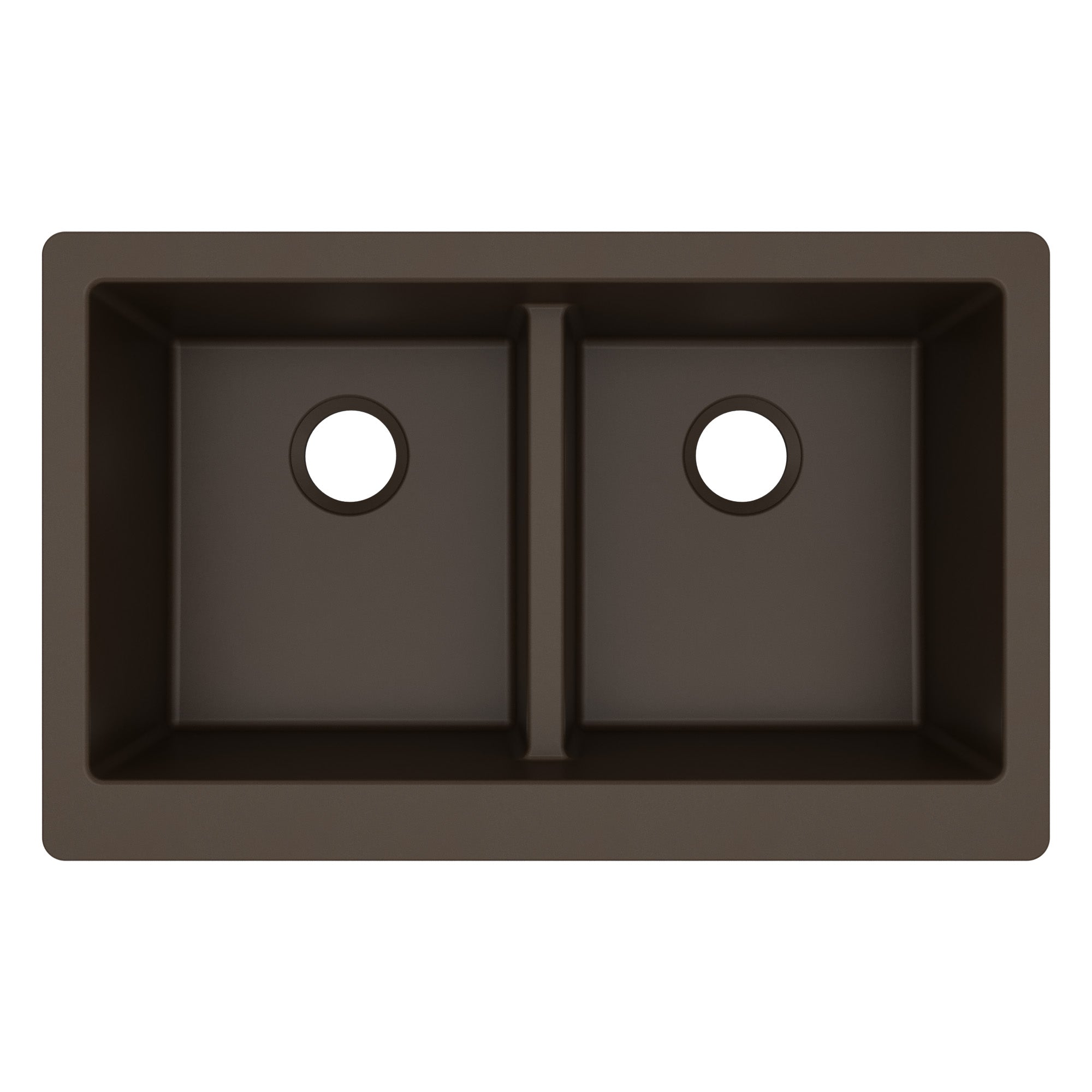 34" Retrofit Farmhouse Double Equal Bowl Quartz Composite Kitchen Sink In Brown