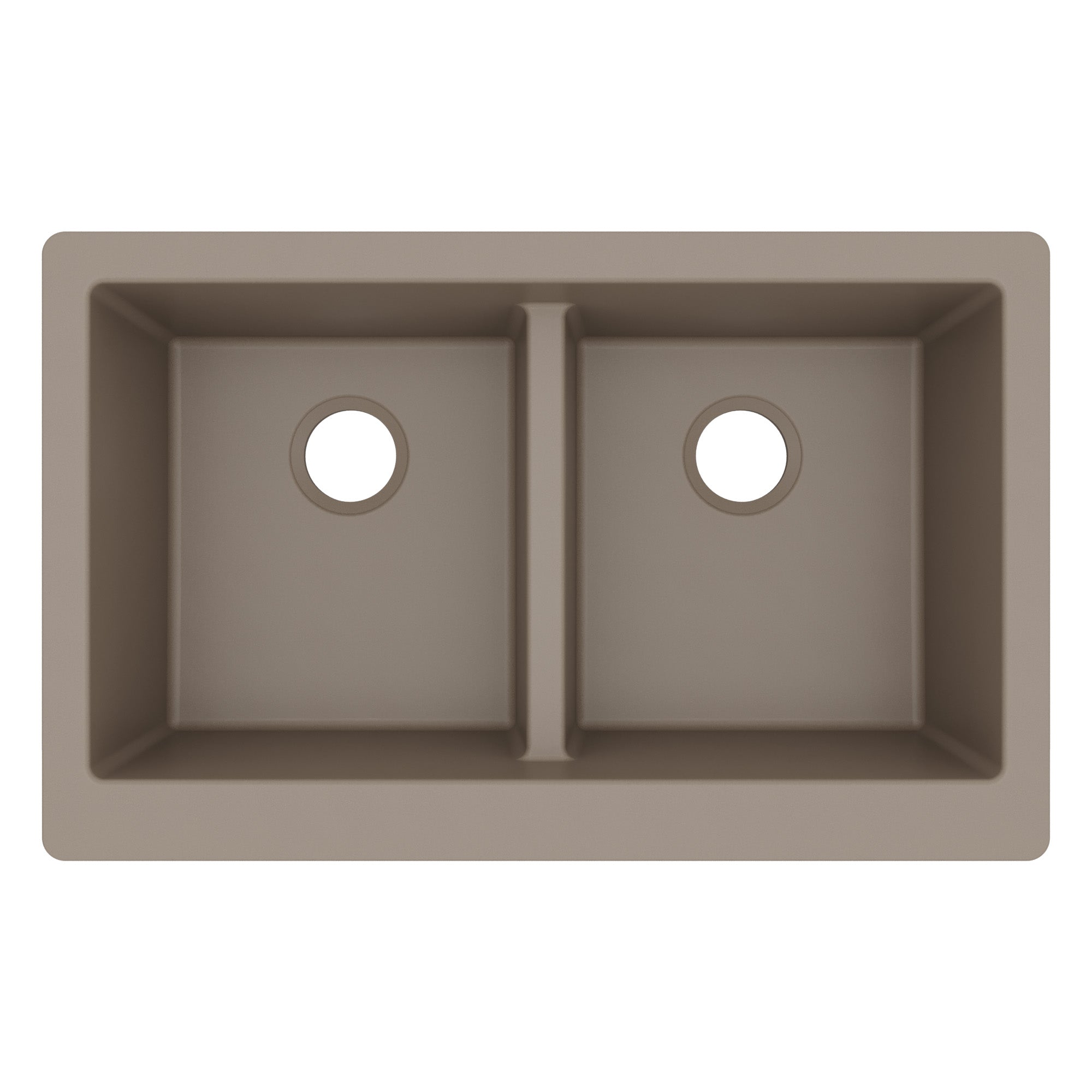 34" Retrofit Farmhouse Double Equal Bowl Quartz Composite Kitchen Sink In Concrete