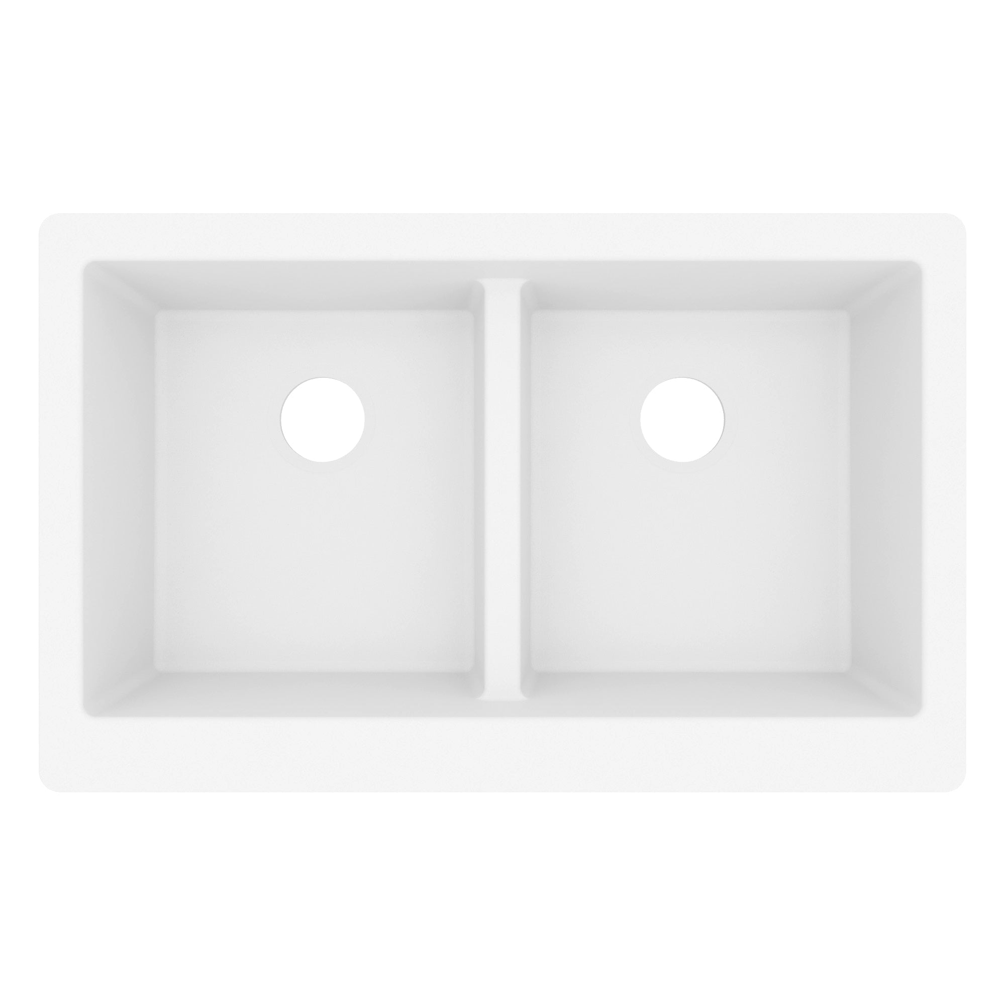 34" Retrofit Farmhouse Double Equal Bowl Quartz Composite Kitchen Sink In White