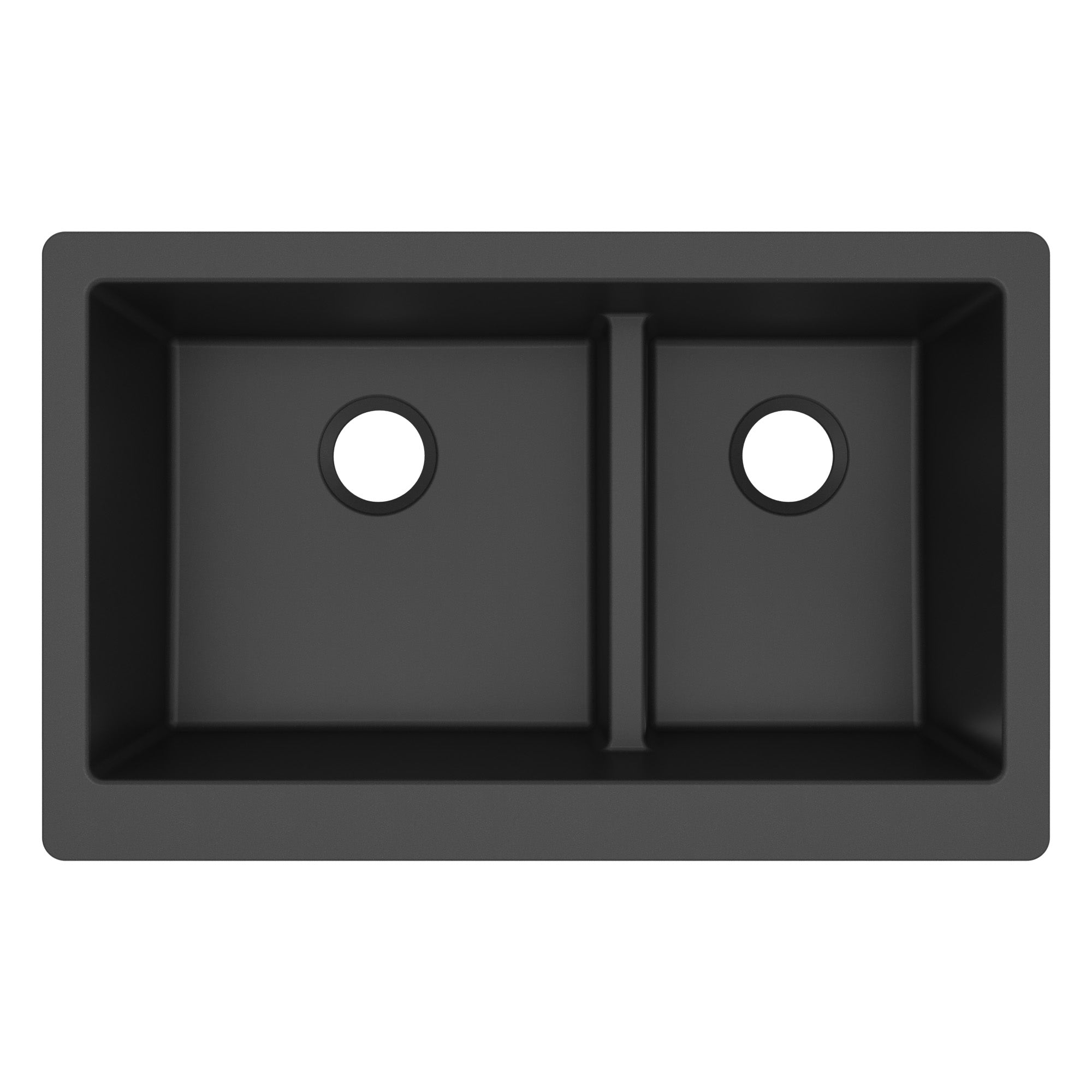 34" Retrofit Farmhouse Double Offset Bowl Quartz Composite Kitchen Sink In Black