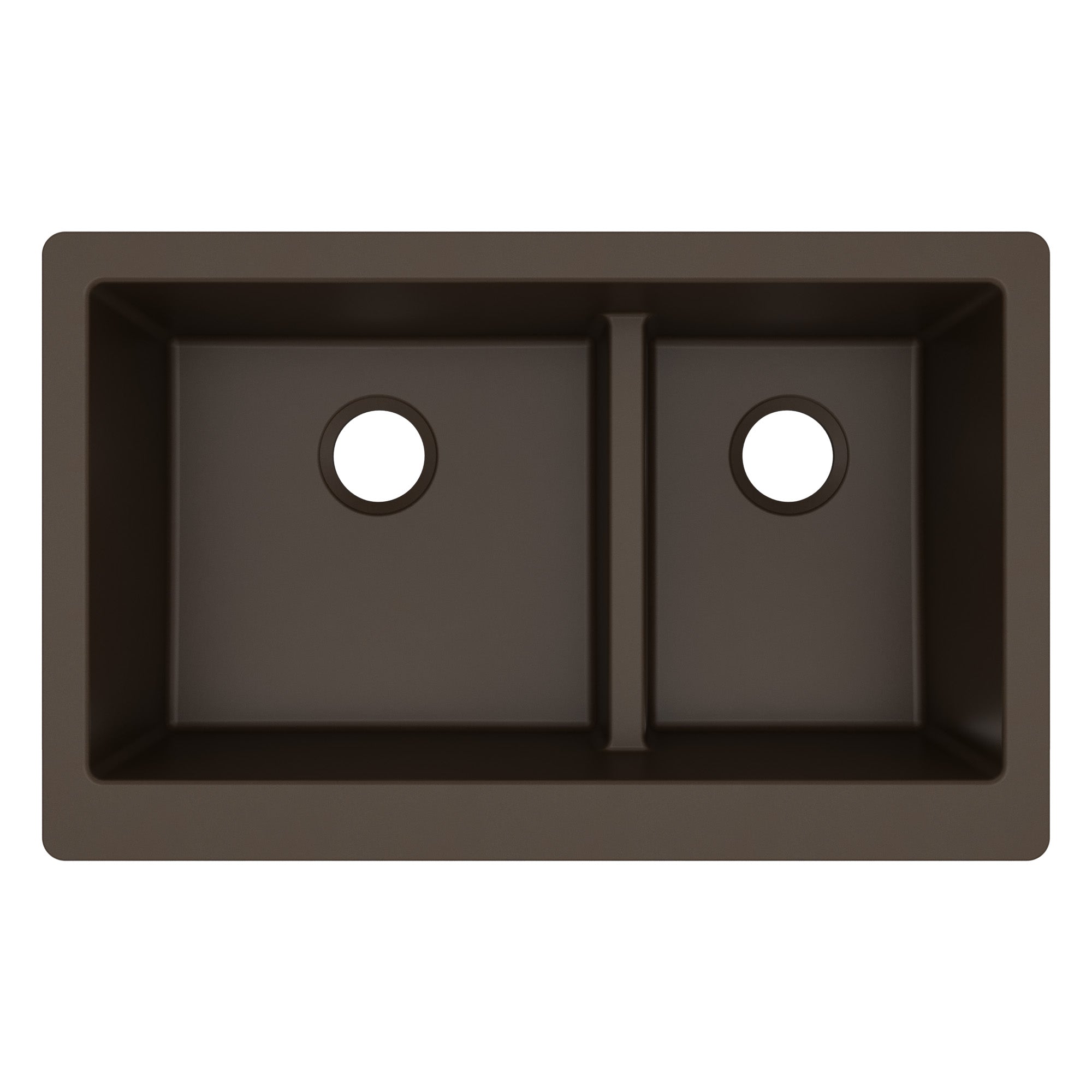 34" Retrofit Farmhouse Double Offset Bowl Quartz Composite Kitchen Sink In Brown