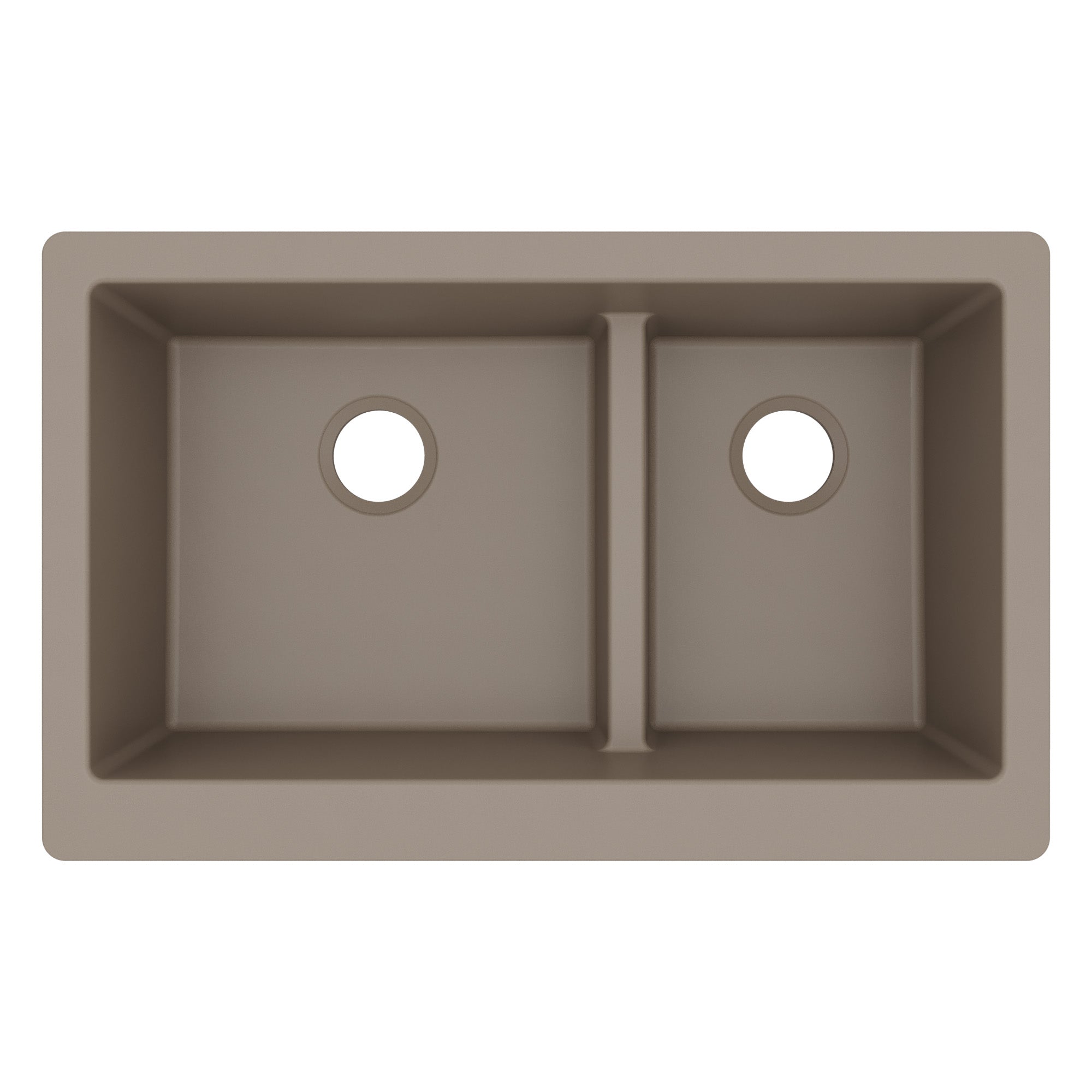 34" Retrofit Farmhouse Double Offset Bowl Quartz Composite Kitchen Sink In Concrete