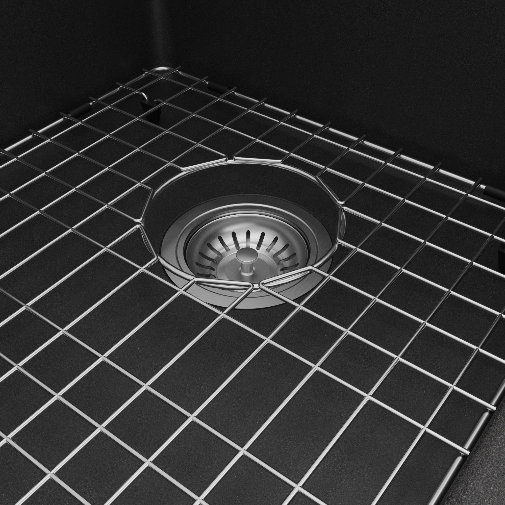 33" Top Mount Large Single Bowl Quartz Composite Kitchen Sink Kit In Black