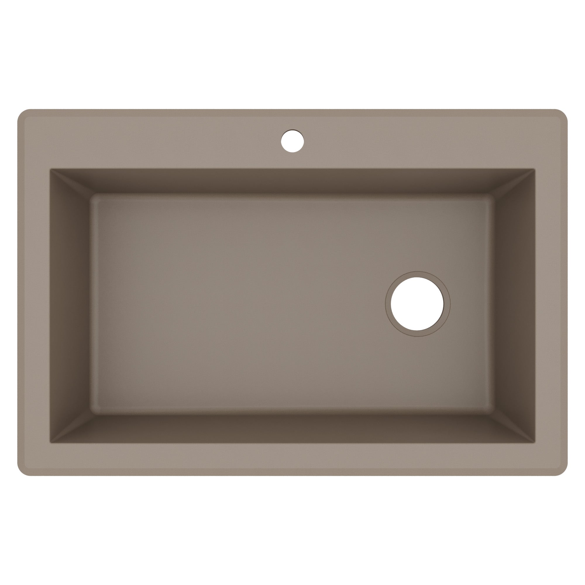 33" Top Mount Large Single Bowl Quartz Composite Kitchen Sink In Concrete