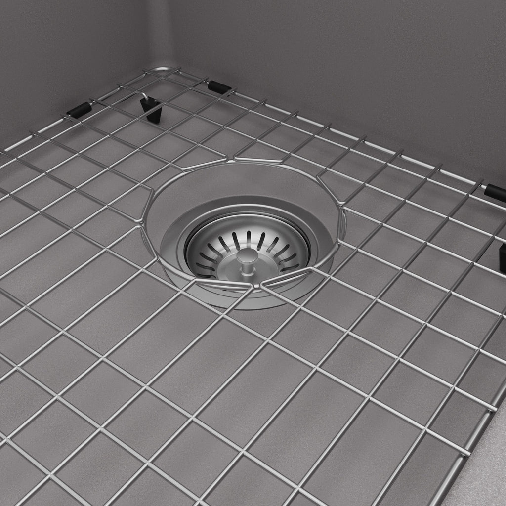 33" Top Mount Large Single Bowl Quartz Composite Kitchen Sink Kit In Grey