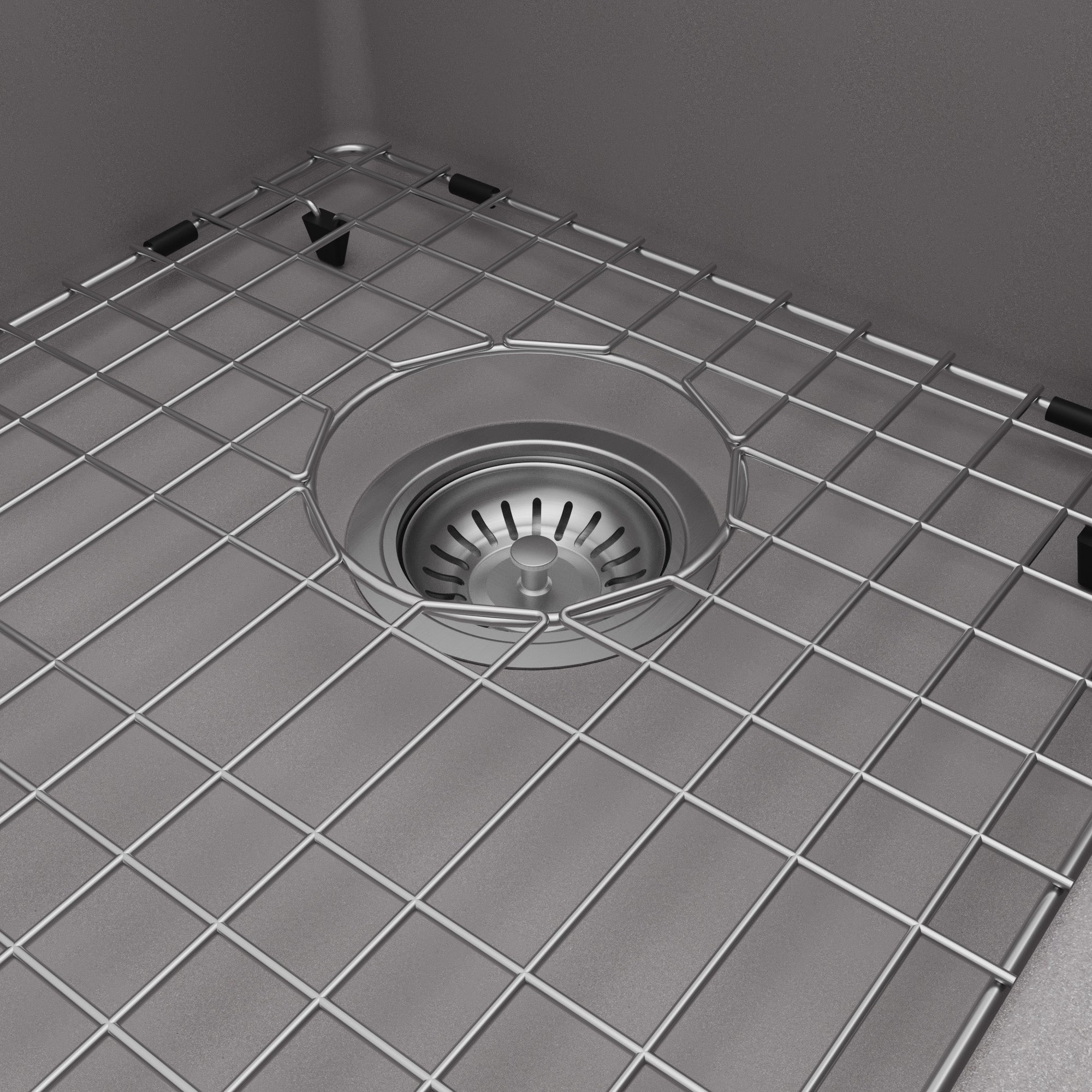 33" Top Mount Large Single Bowl Quartz Composite Kitchen Sink Kit In Grey