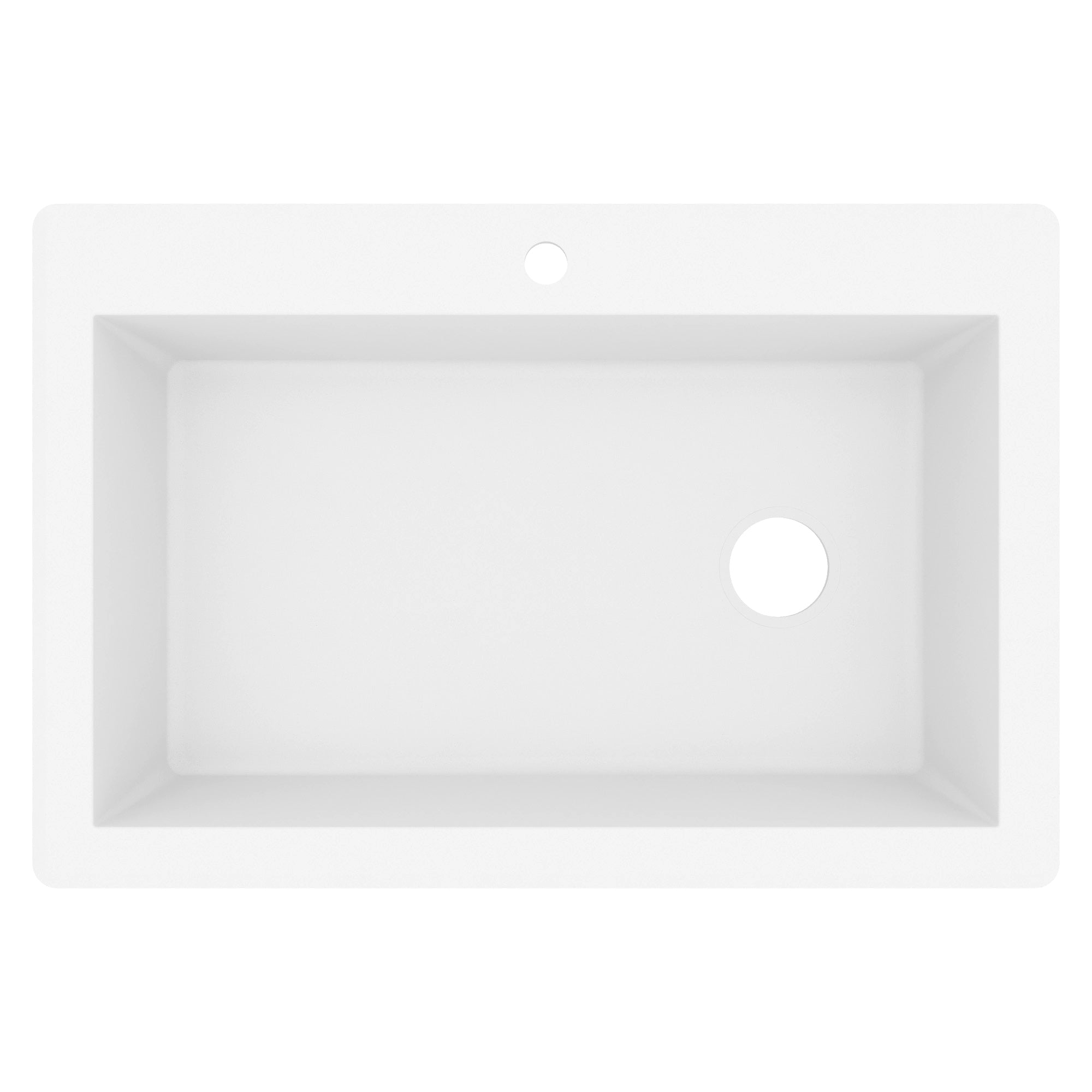 33" Top Mount Large Single Bowl Quartz Composite Kitchen Sink In White