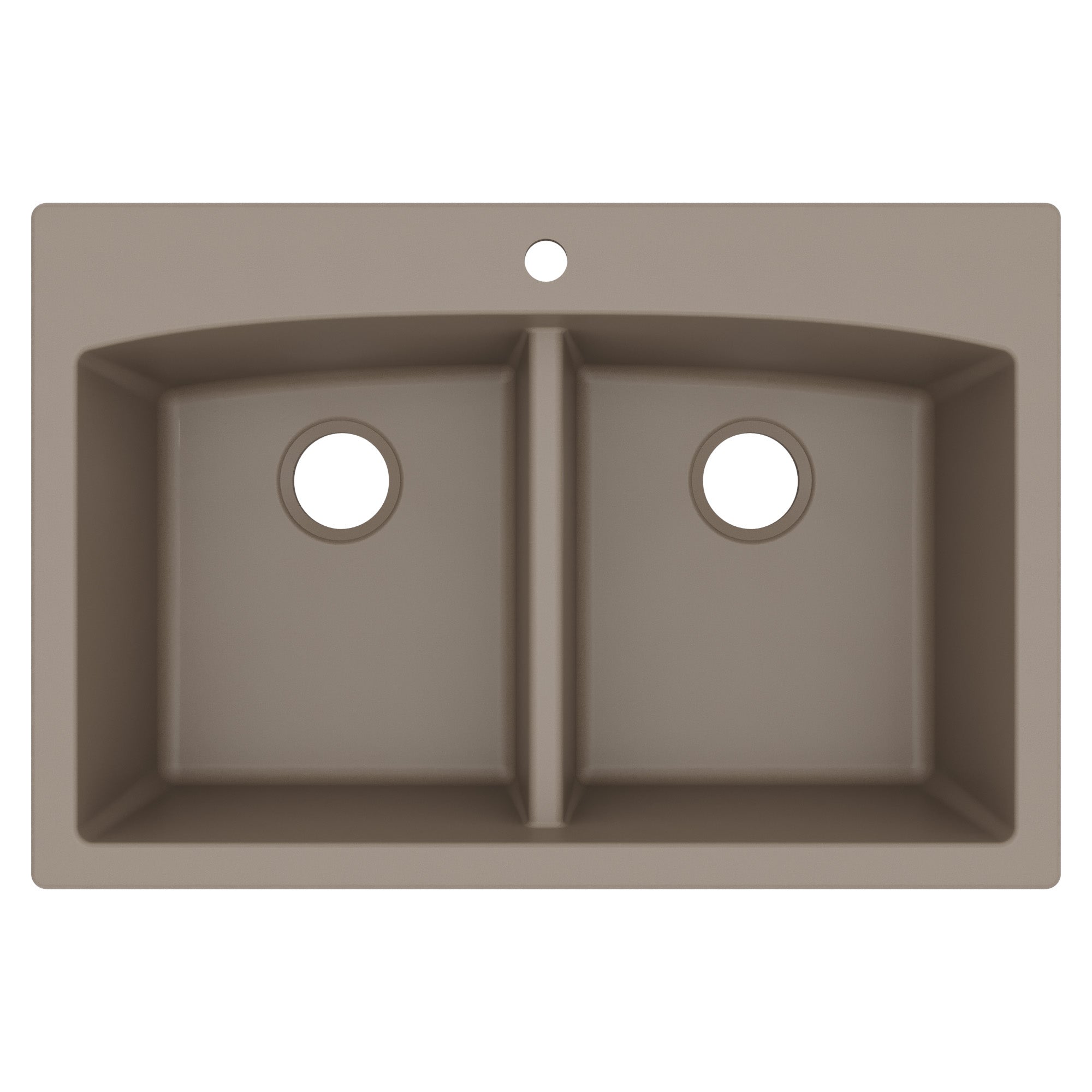 33" Top Mount Double Equal Bowl Quartz Composite Kitchen Sink In Concrete