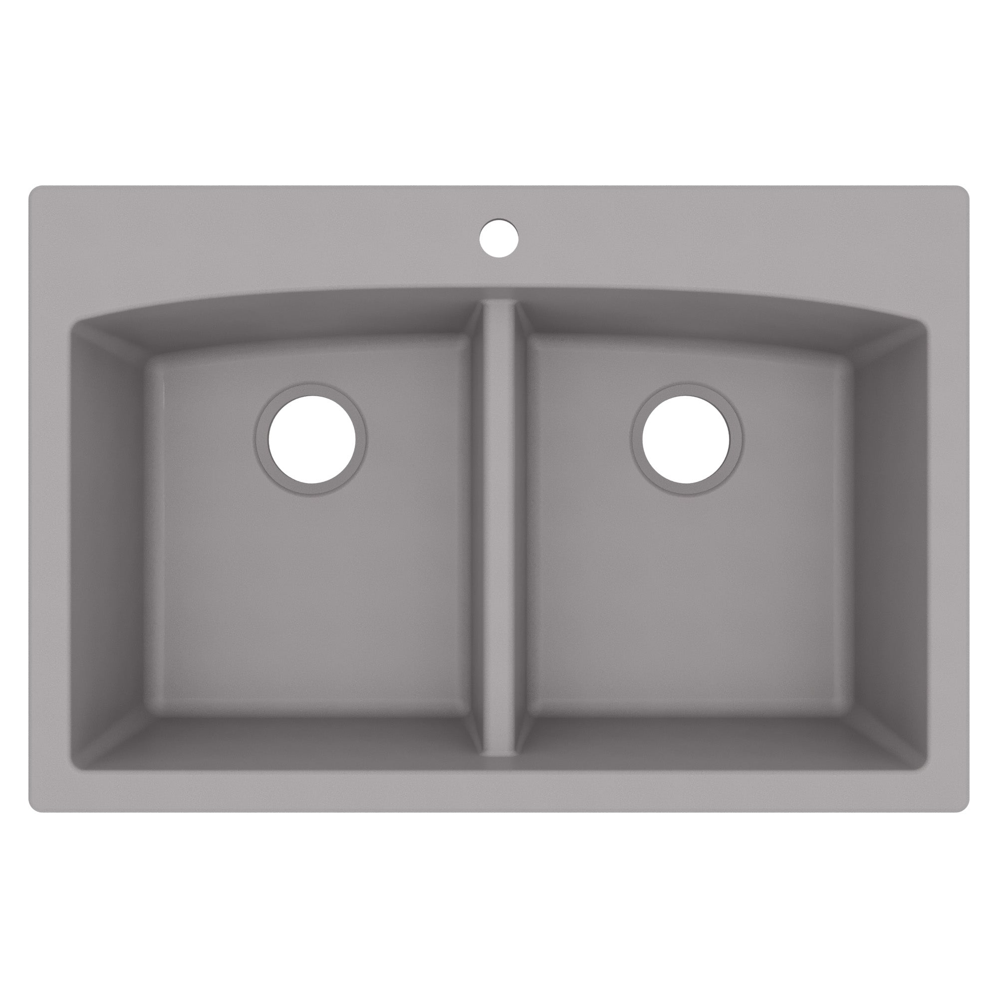 33" Top Mount Double Equal Bowl Quartz Composite Kitchen Sink In Grey