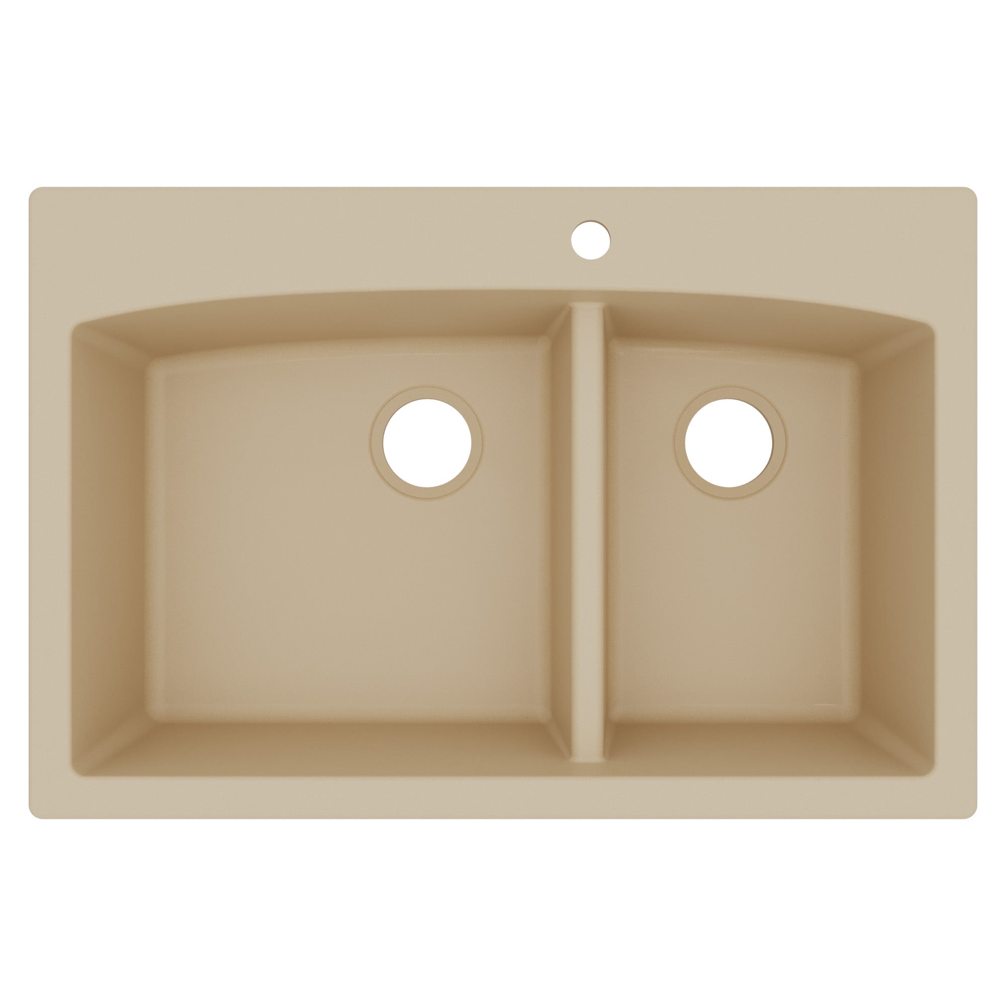 33" Top Mount Double Offset Bowl Quartz Composite Kitchen Sink In Bisque