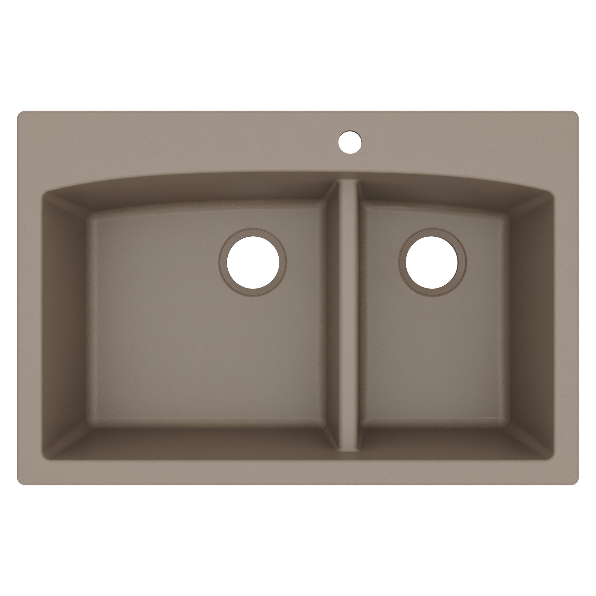 33" Top Mount Double Offset Bowl Quartz Composite Kitchen Sink In Concrete