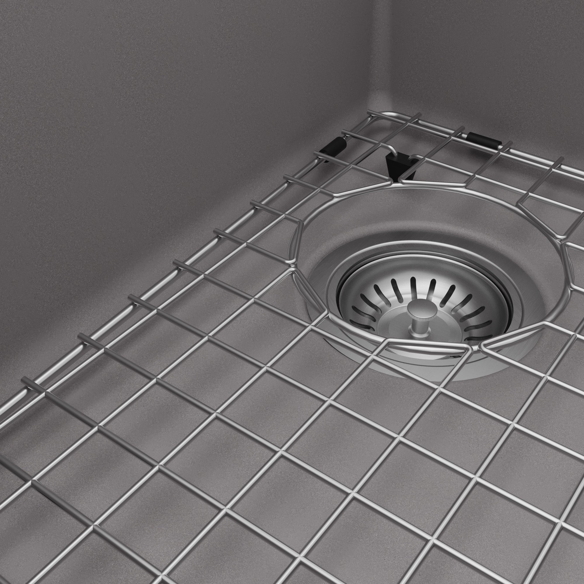 33" Top Mount Double Offset Bowl Quartz Composite Kitchen Sink Kit In Grey