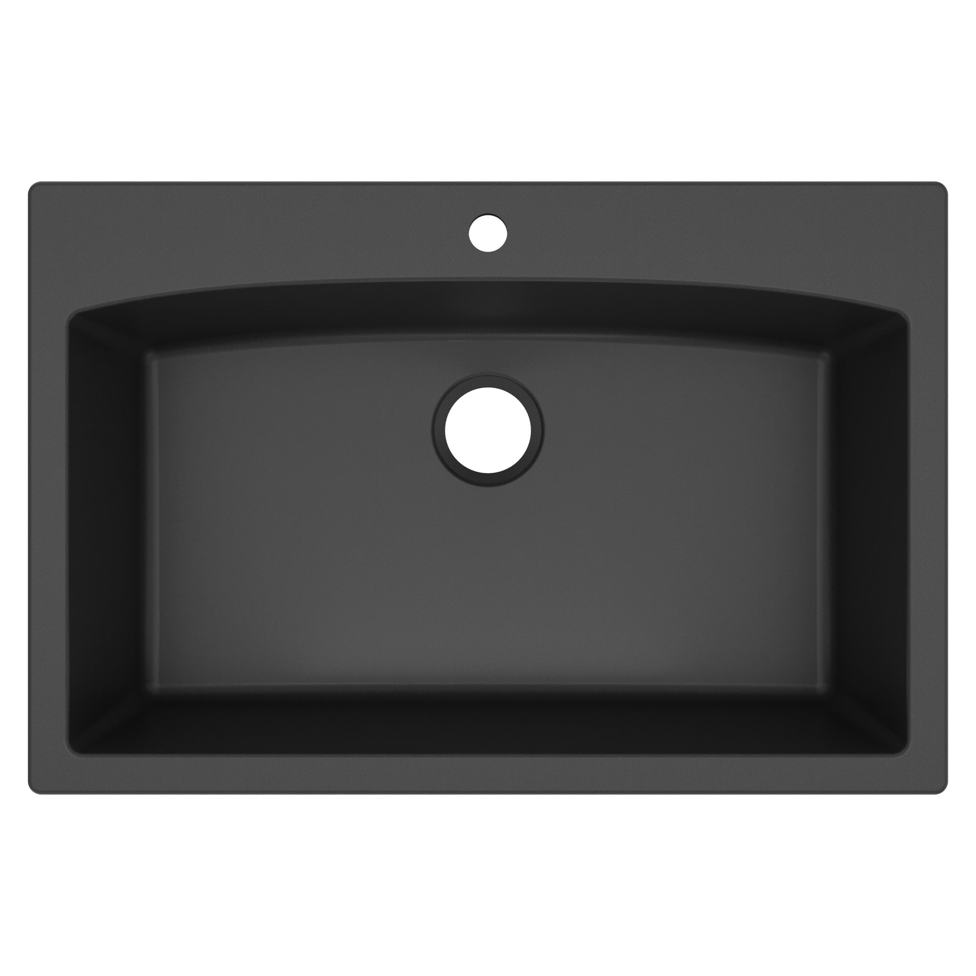 33" Top Mount Large Single Bowl Quartz Composite Kitchen Sink In Black