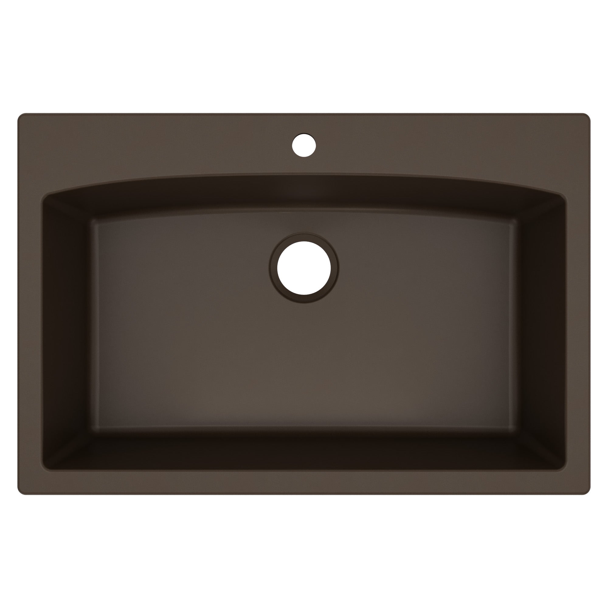 33" Top Mount Large Single Bowl Quartz Composite Kitchen Sink In Brown