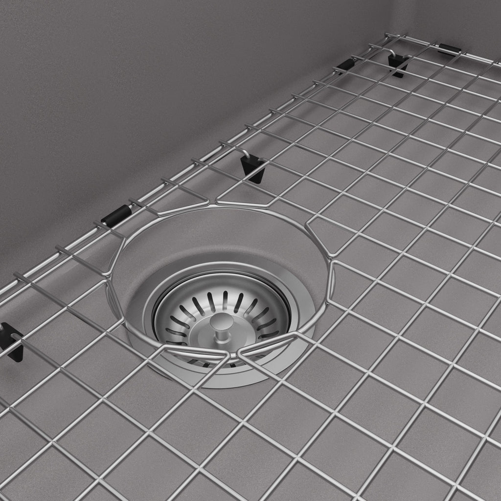 33" Top Mount Large Single Bowl Quartz Composite Kitchen Sink Kit Grey