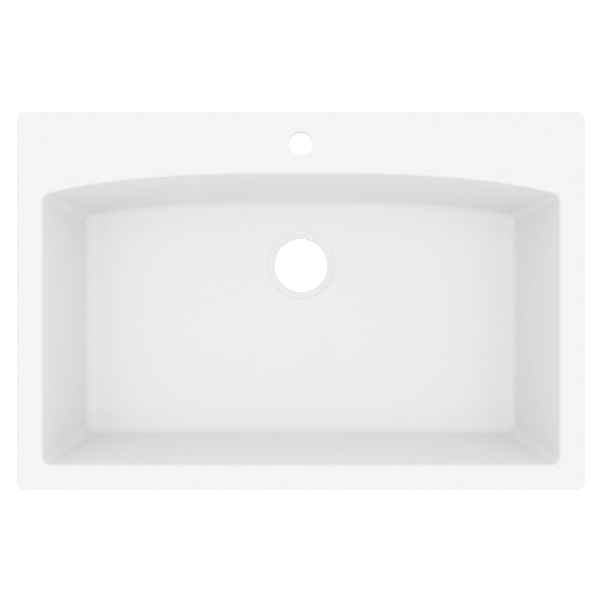 33" Top Mount Large Single Bowl Quartz Composite Kitchen Sink In White