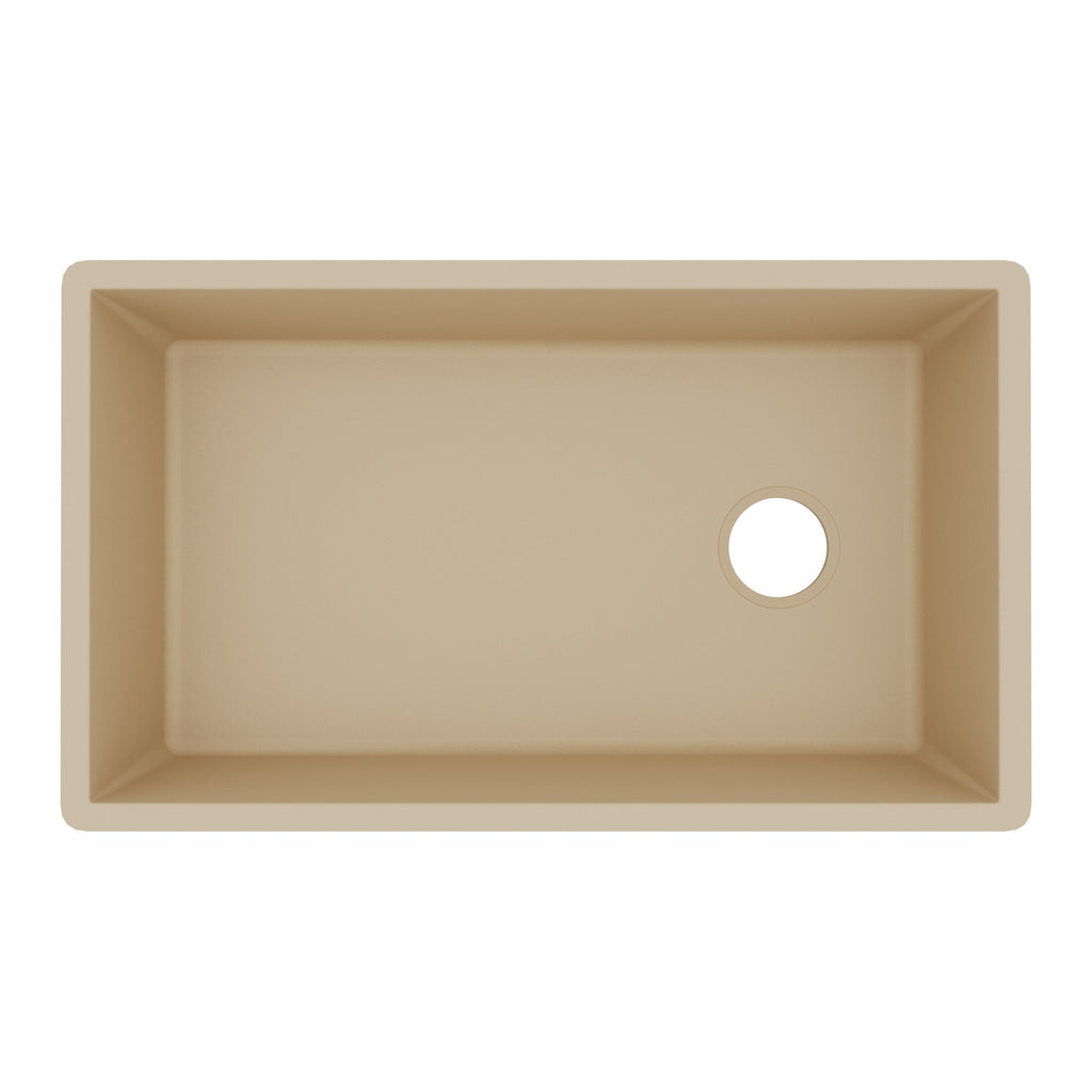 31-5/8" Undermount Large Single Bowl Quartz Composite Kitchen Sink In Bisque