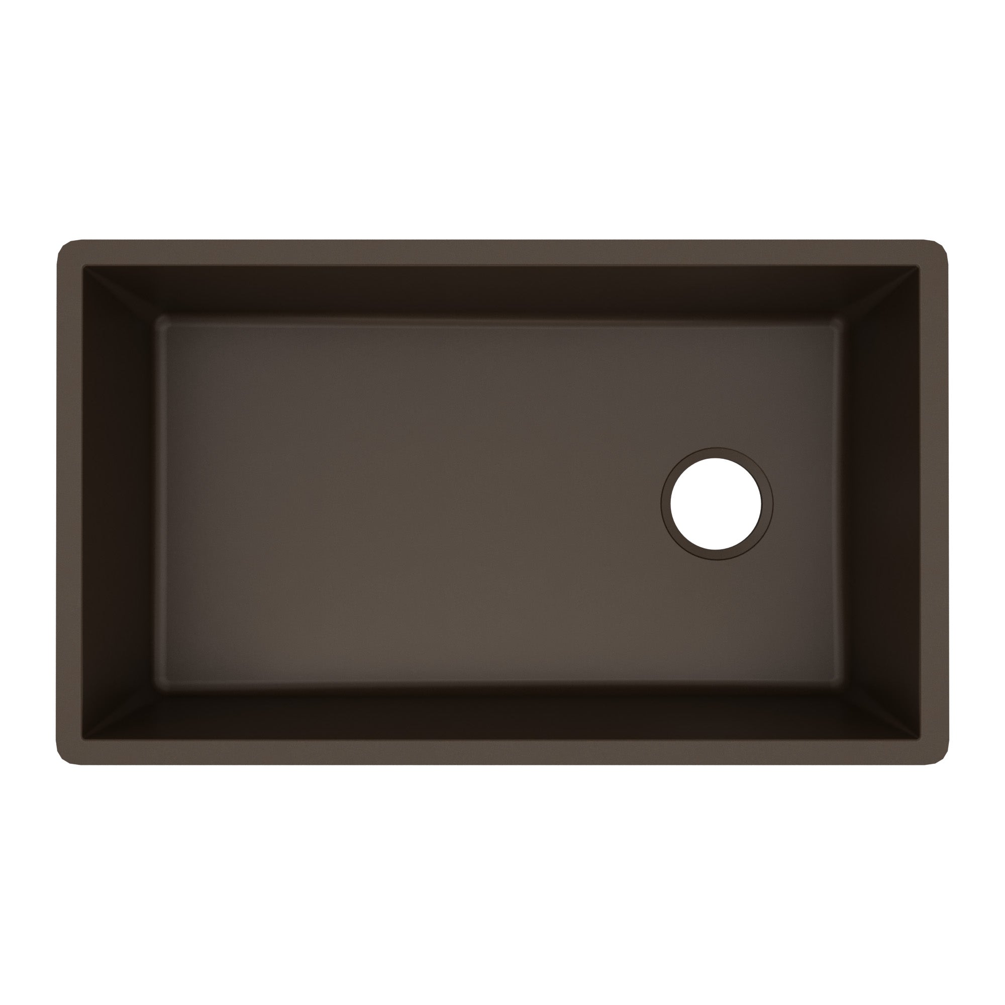 31-5/8" Undermount Large Single Bowl Quartz Composite Kitchen Sink In Brown