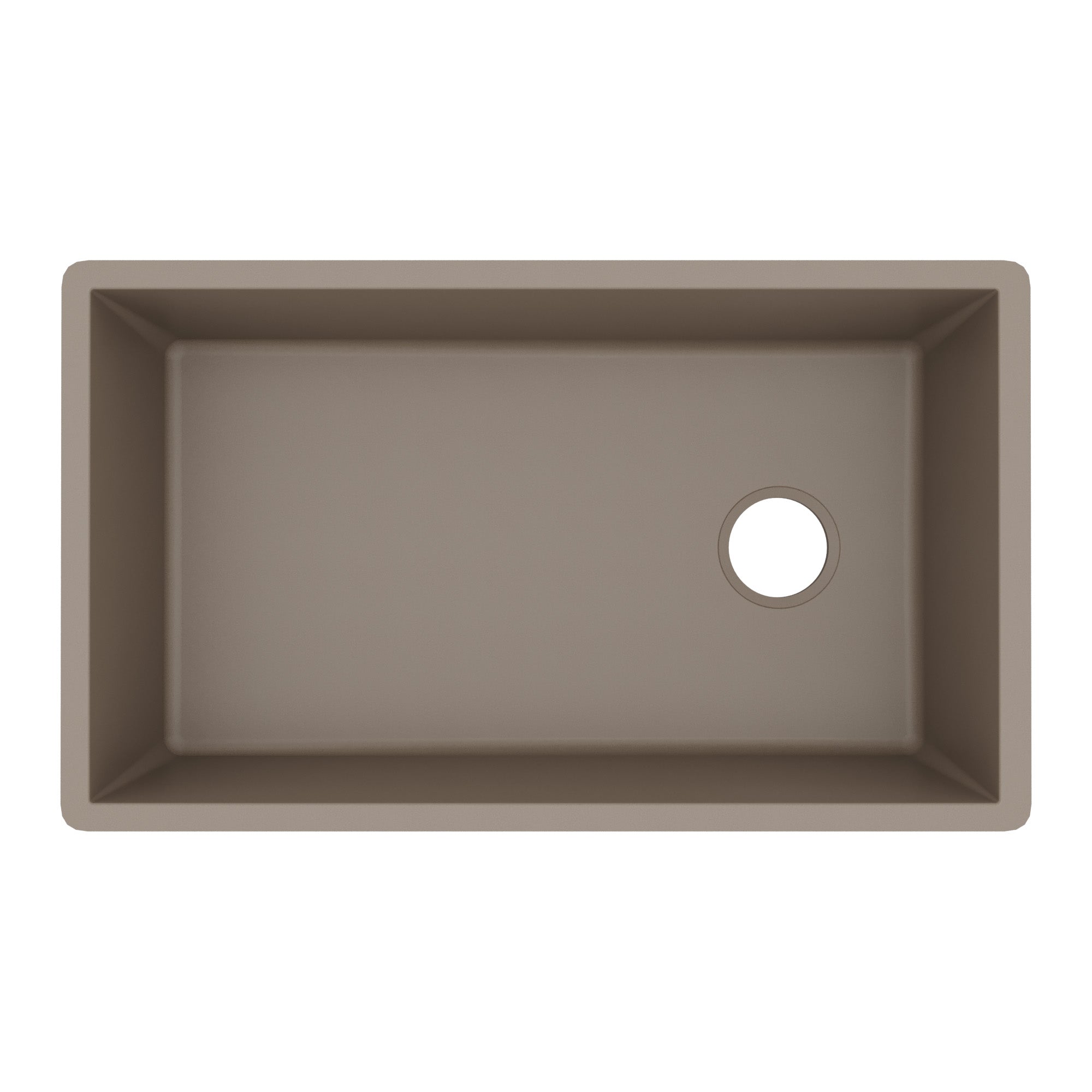 31-5/8" Undermount Large Single Bowl Quartz Composite Kitchen Sink In Concrete