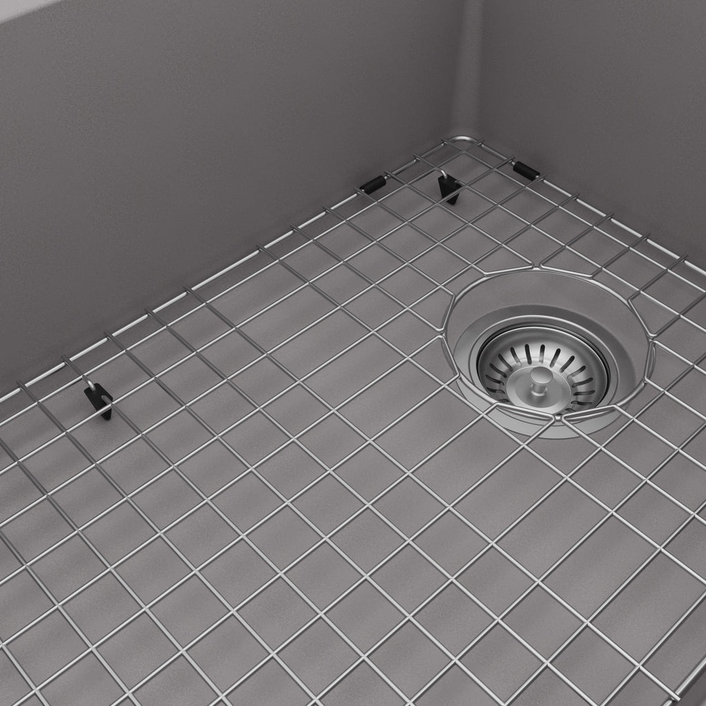 31-5/8" Undermount Large Single Bowl Quartz Composite Kitchen Sink Kit In Grey