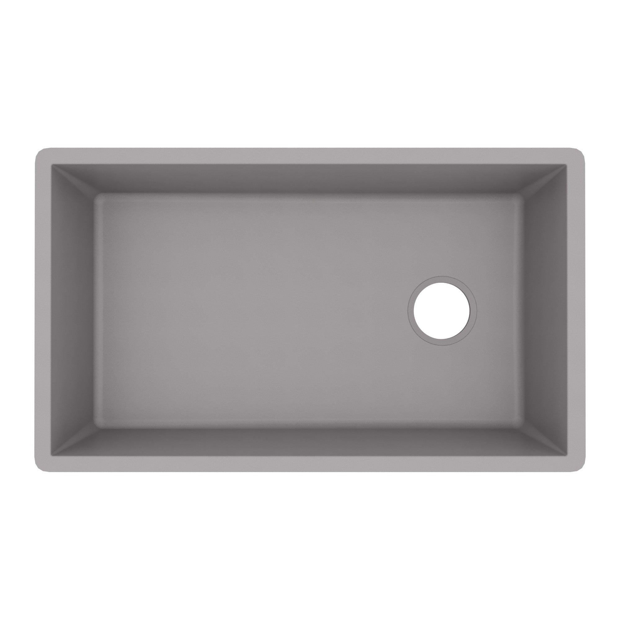 31-5/8" Undermount Large Single Bowl Quartz Composite Kitchen Sink In Grey