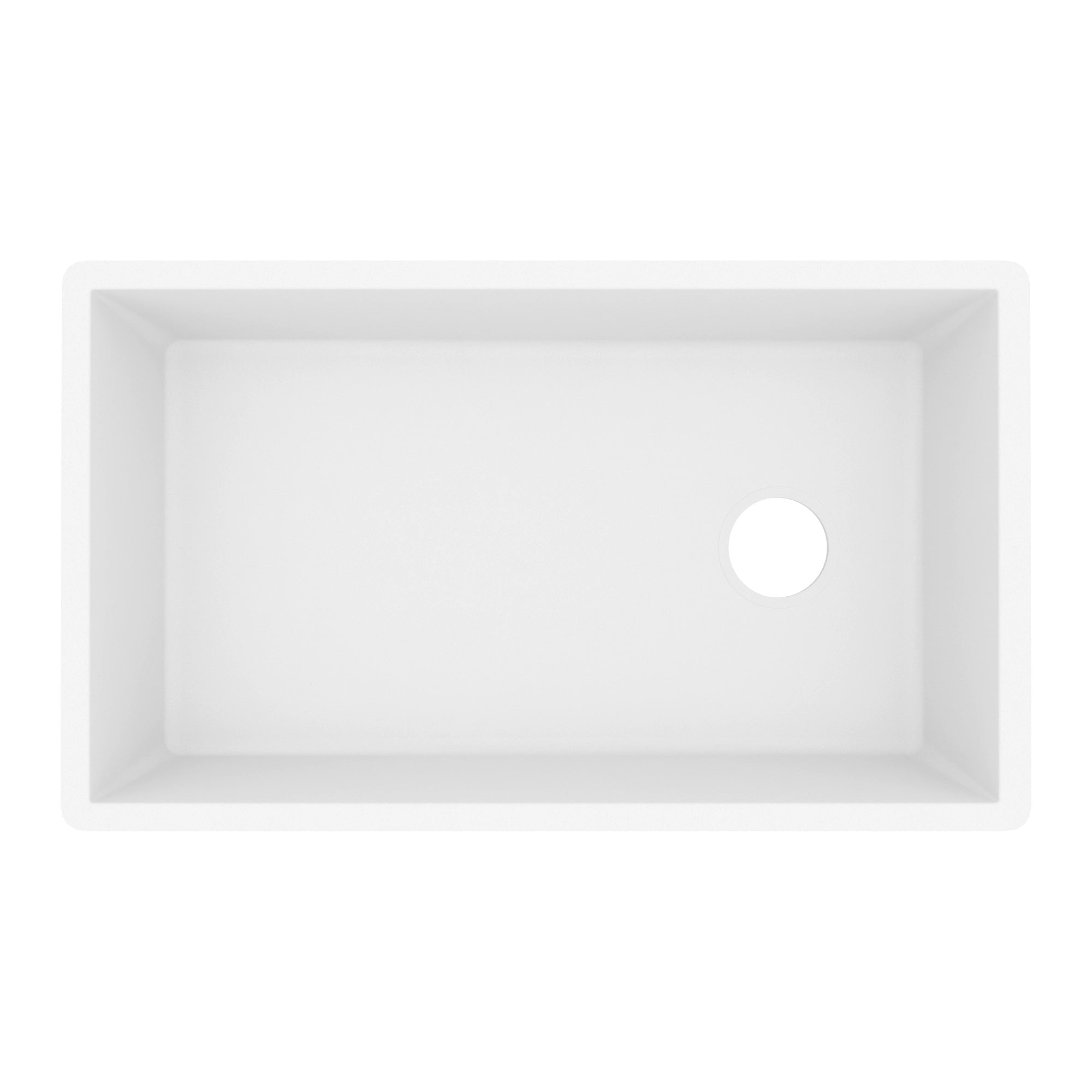 31-5/8" Undermount Large Single Bowl Quartz Composite Kitchen Sink In White