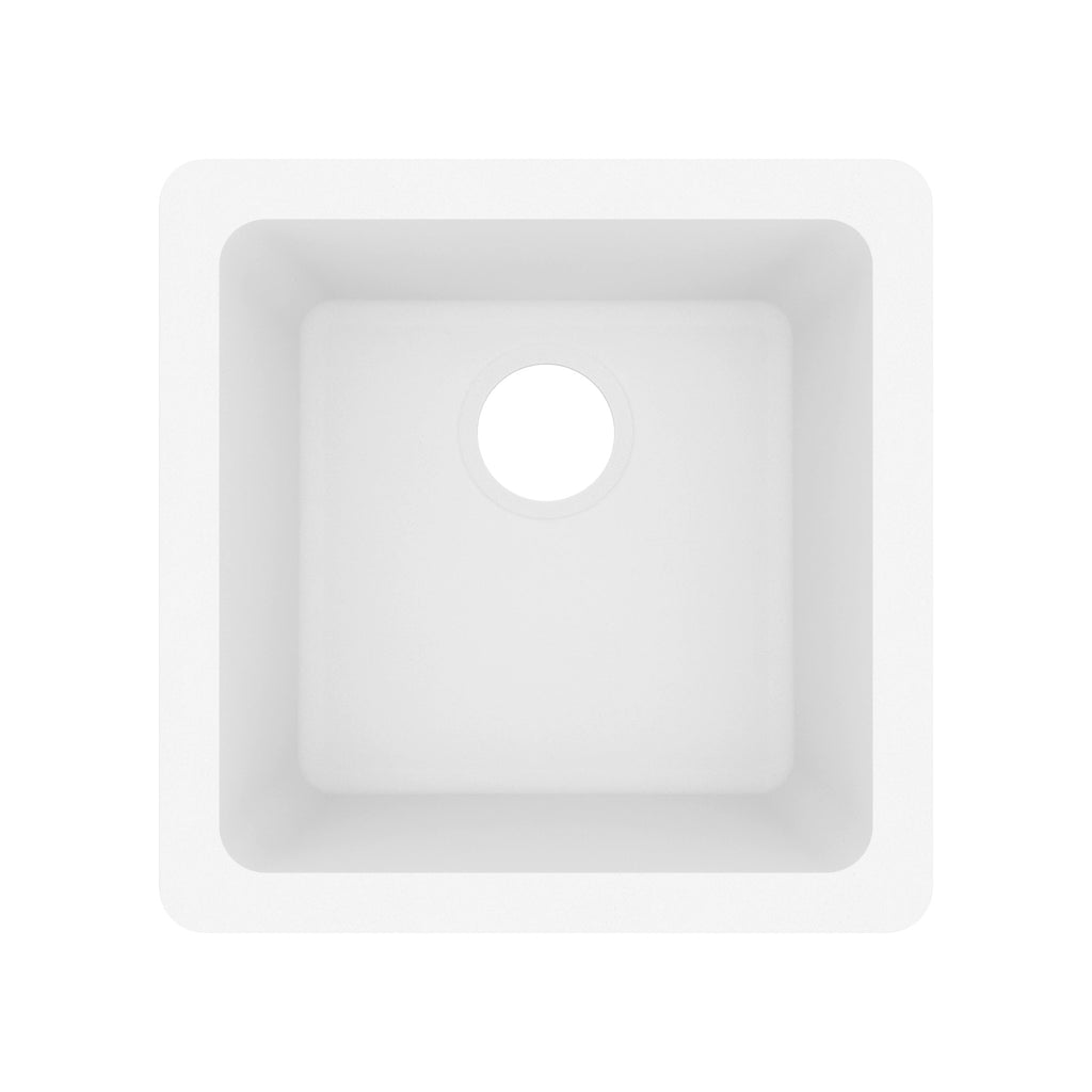 16-5/8" Undermount Quartz Composite Bar/Prep Sink In White