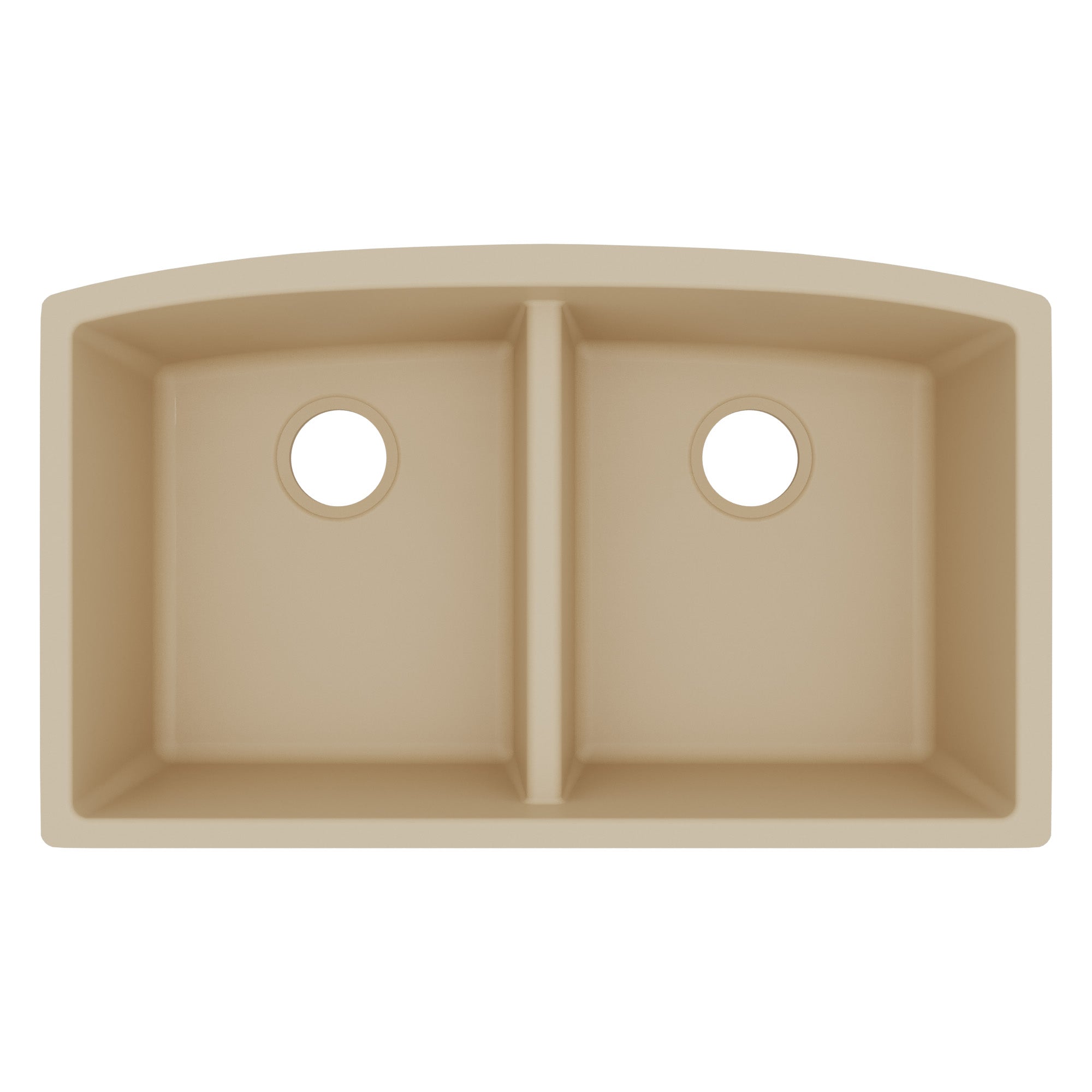 32-1/2" Undermount Double Equal Bowl Quartz Composite Kitchen Sink In Bisque