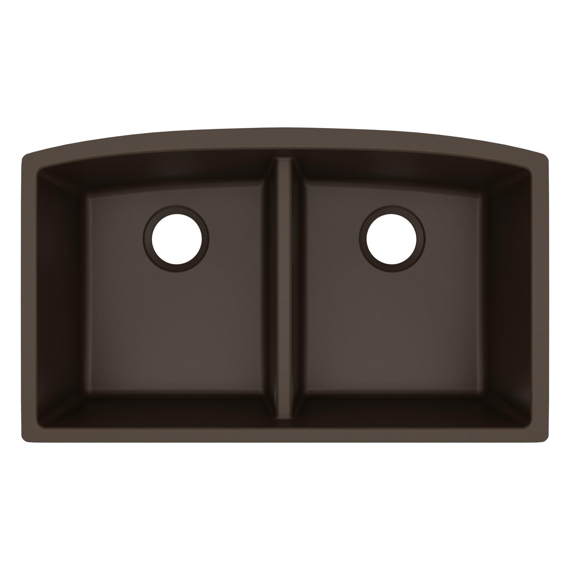 32-1/2" Undermount Double Equal Bowl Quartz Composite Kitchen Sink In Brown