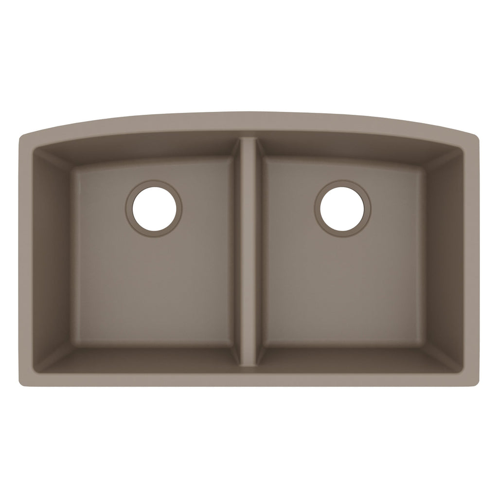 32-1/2" Undermount Double Equal Bowl Quartz Composite Kitchen Sink In Concrete
